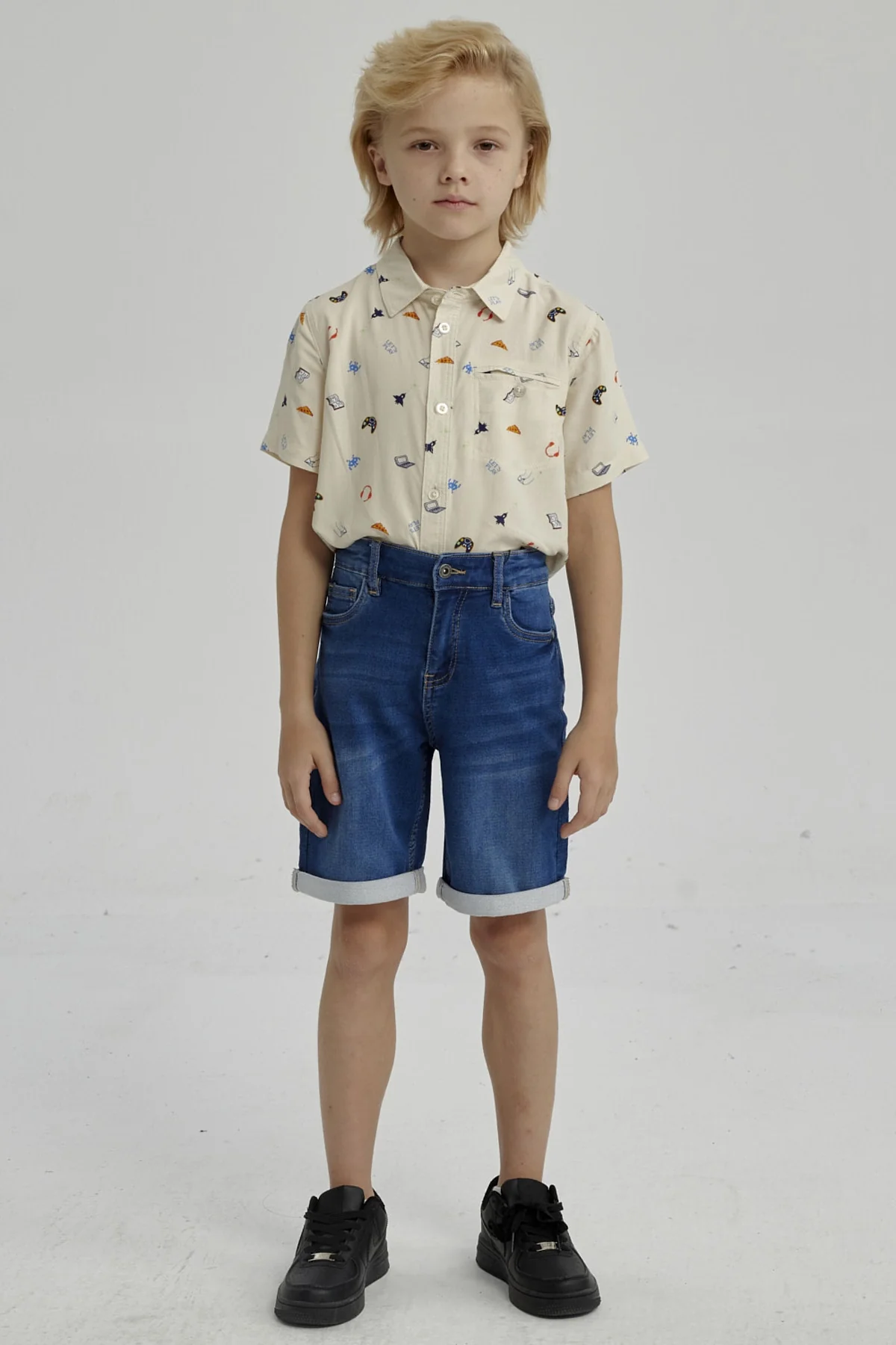 Bermuda Niño Básico Denim Azul - Image 4