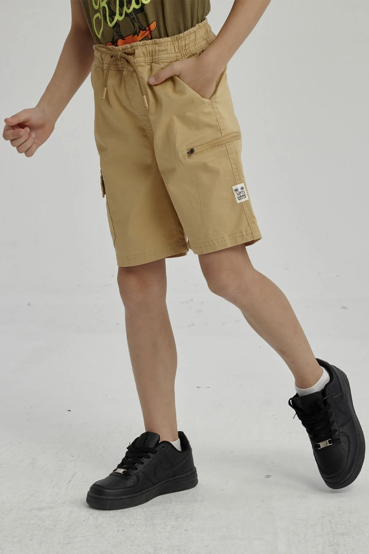 Bermuda Niño Cargo Gabardina Kaki - Image 2