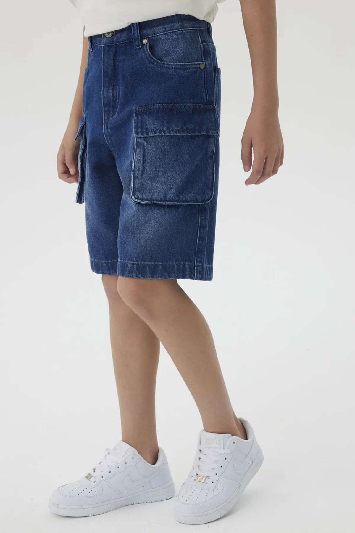 Bermuda Niño Denim Cargo Azul - Image 2