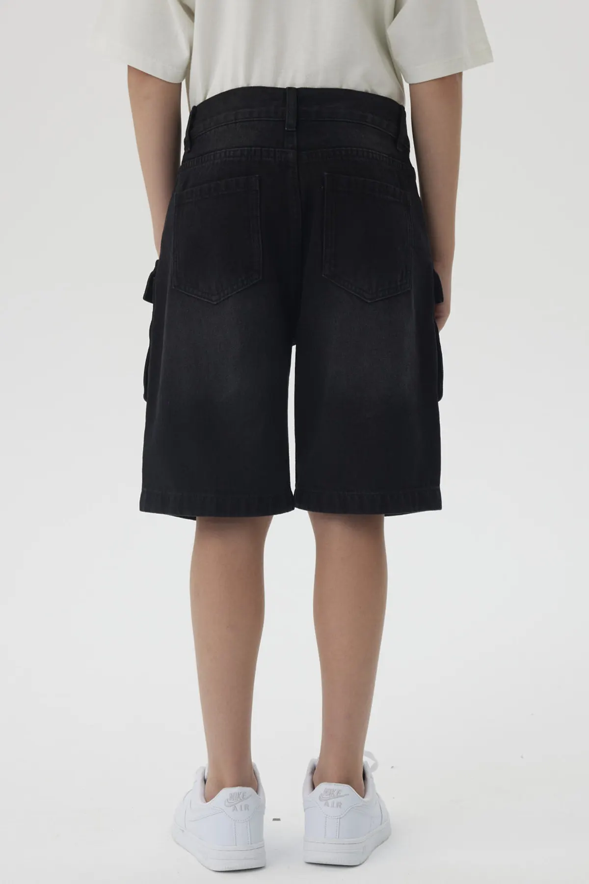 Bermuda Niño Denim Cargo Negro - Image 3