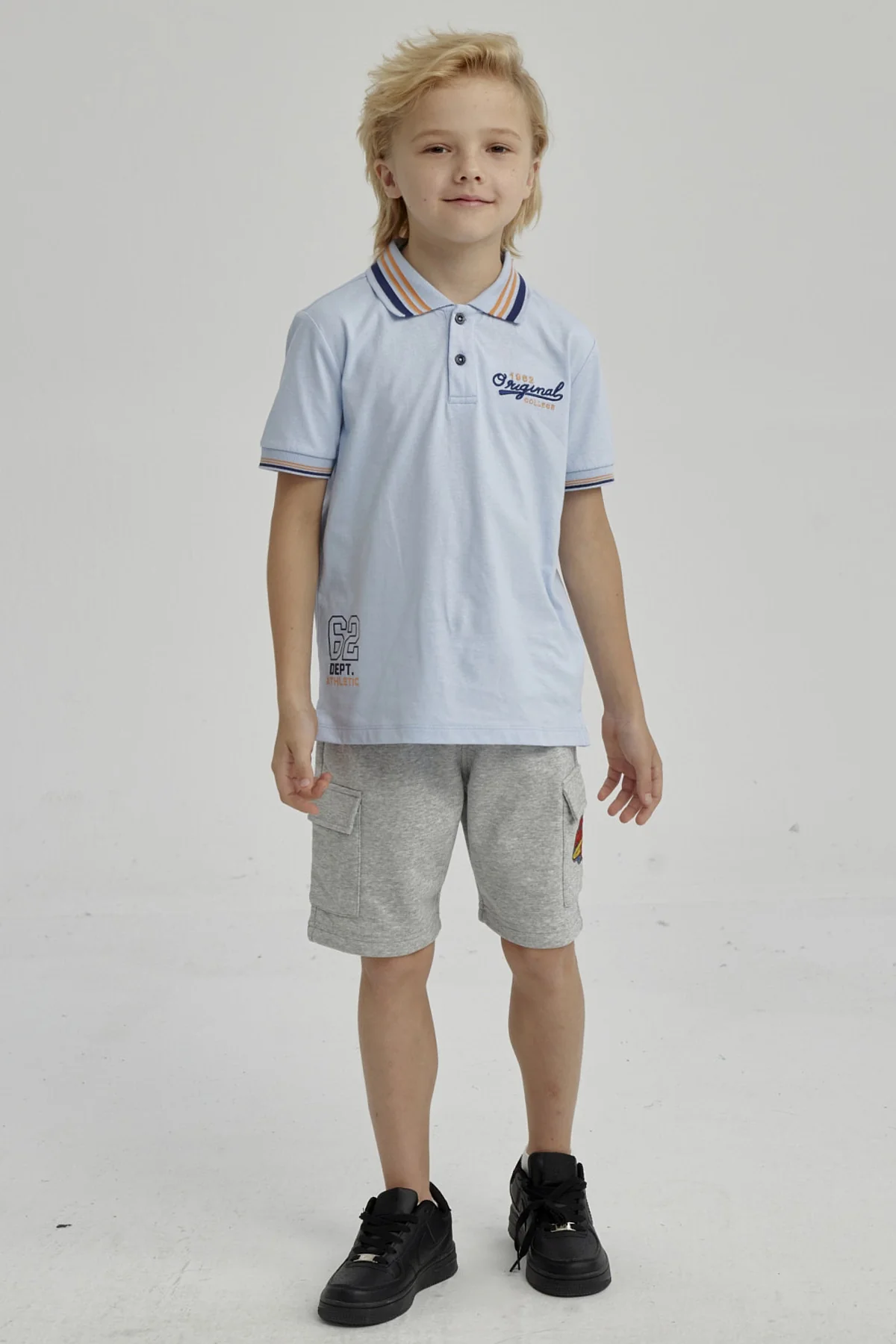 Bermuda Niño Franela Con Parche Gris Melange - Image 4