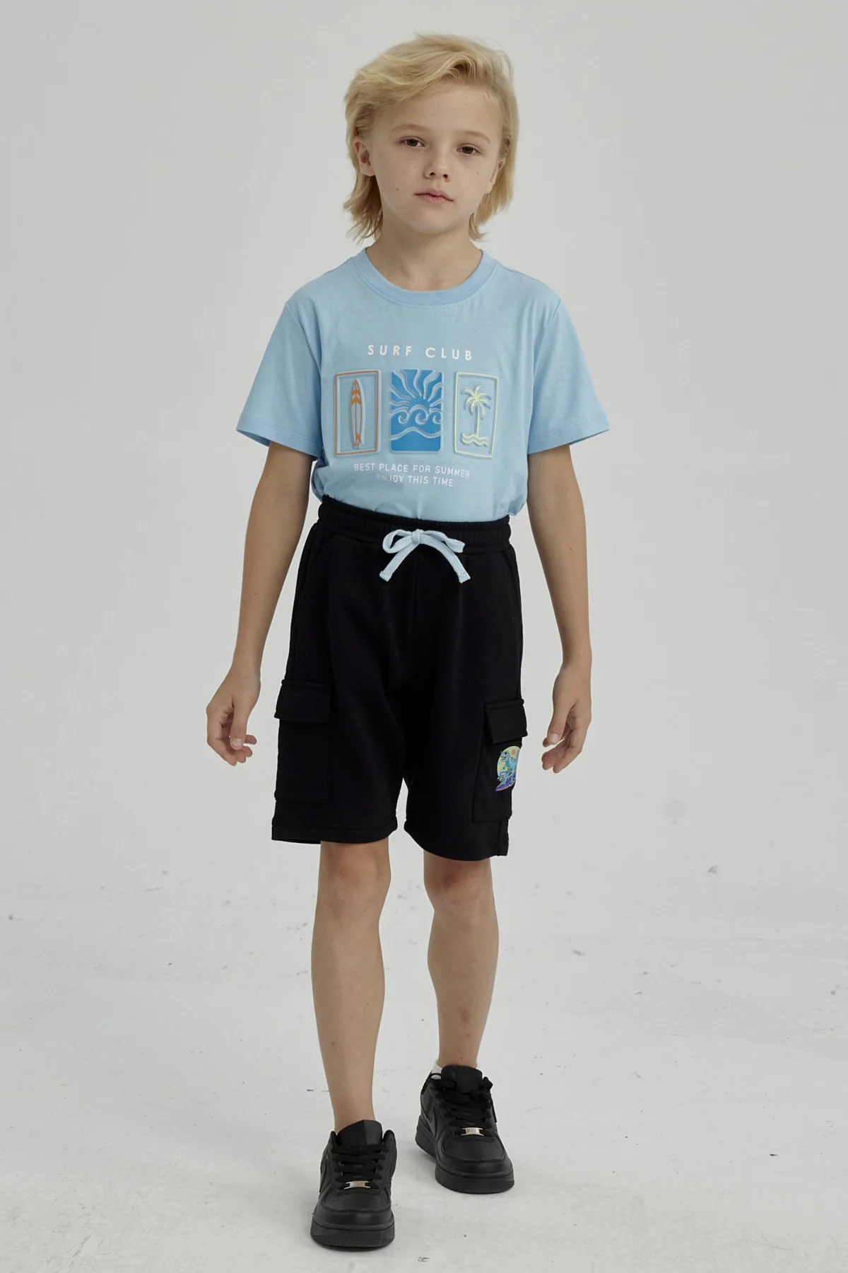 Bermuda Niño Franela Con Parche Negro - Image 4