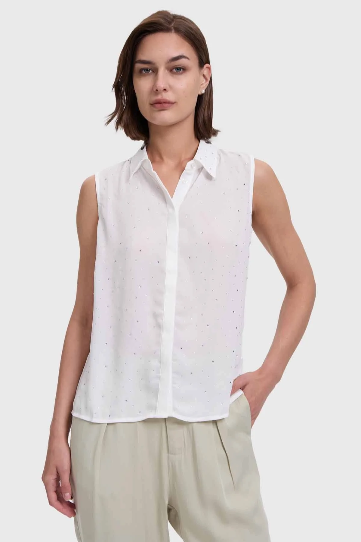 Blusa Mujer Abotonada Aplicación Crudo - Image 4