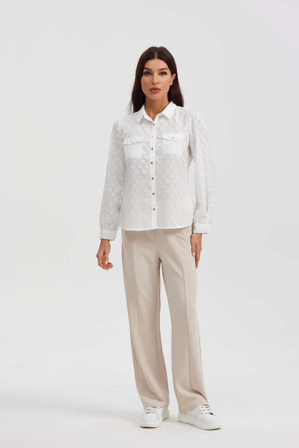 Blusa Mujer Abotónada Crudo - Image 4