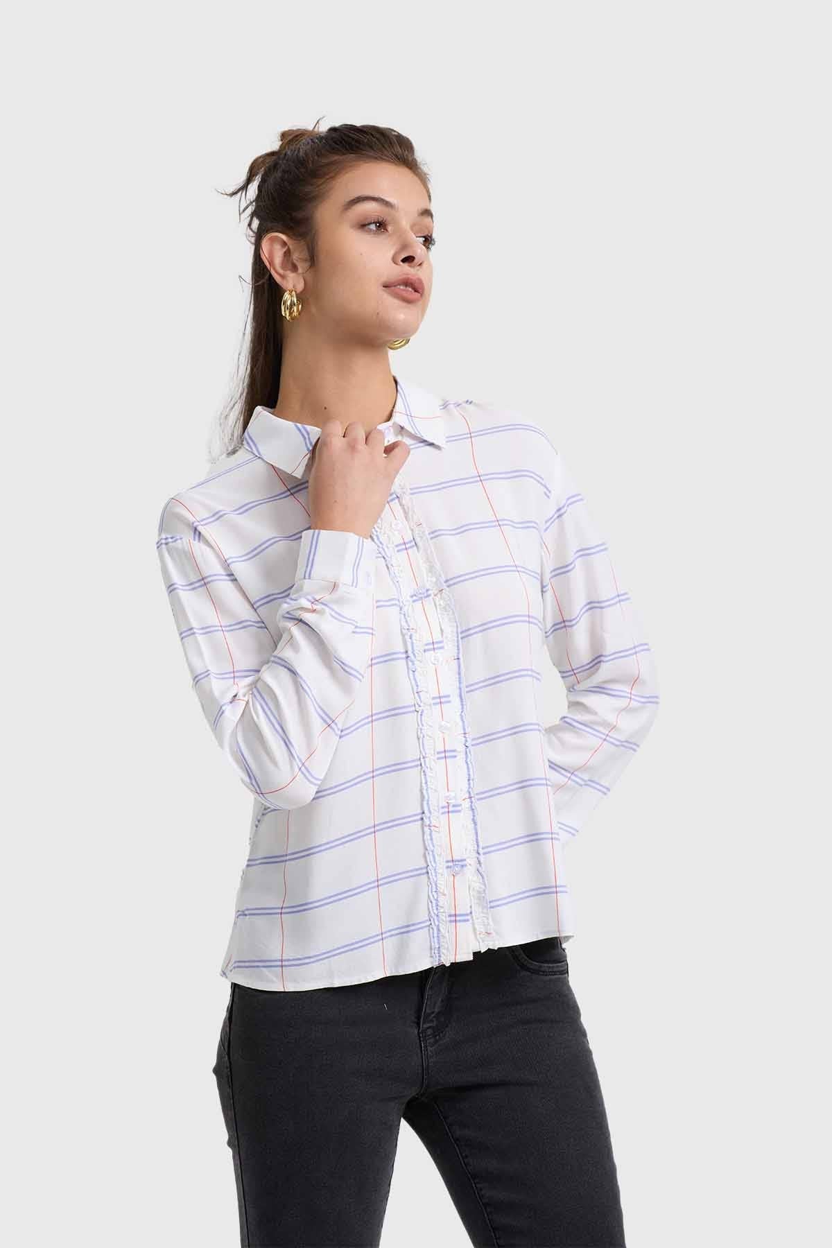 Blusa Mujer Abotonada Crudo - Image 2