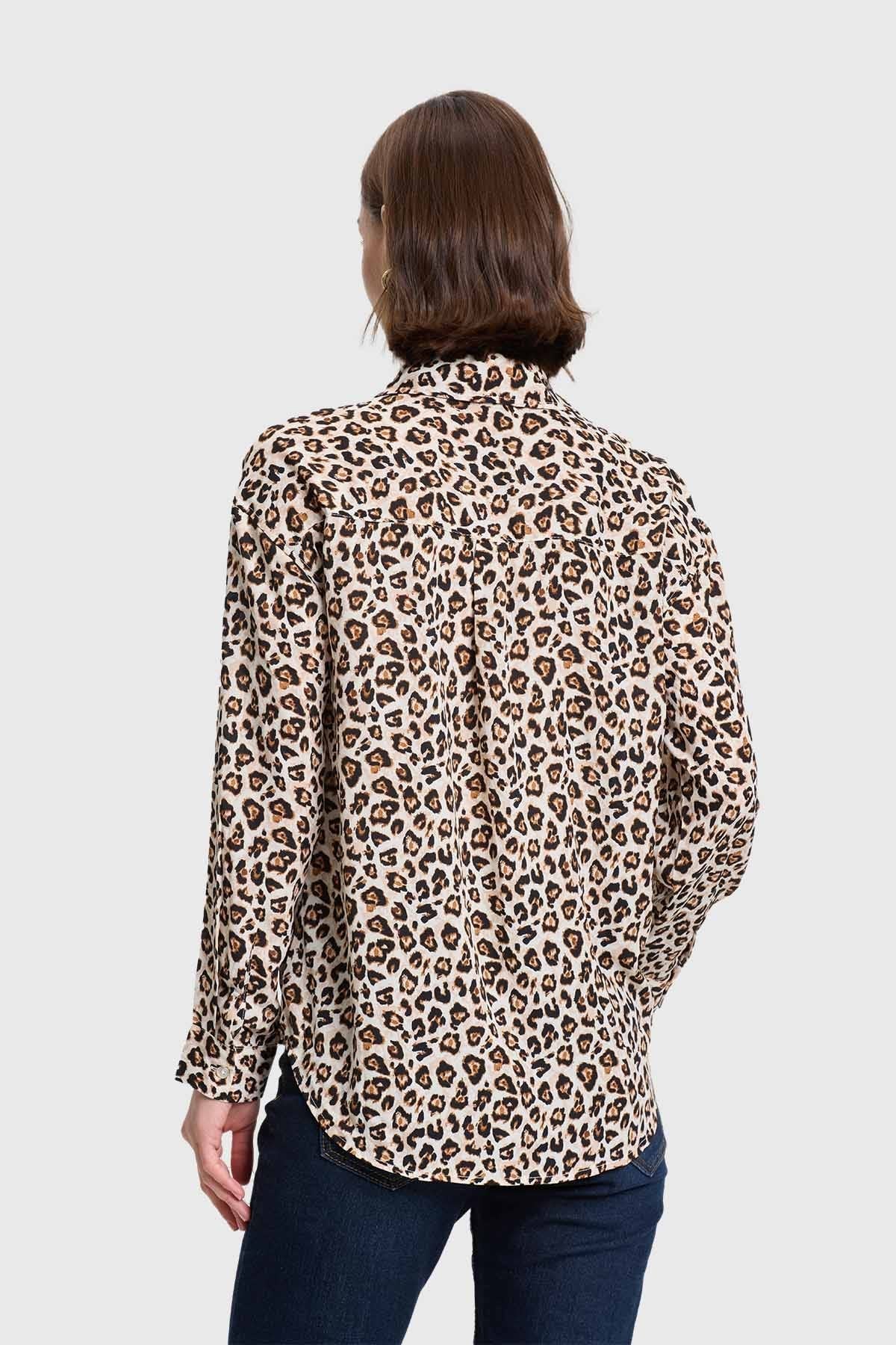 Blusa Mujer Animal Print Beige - Image 3