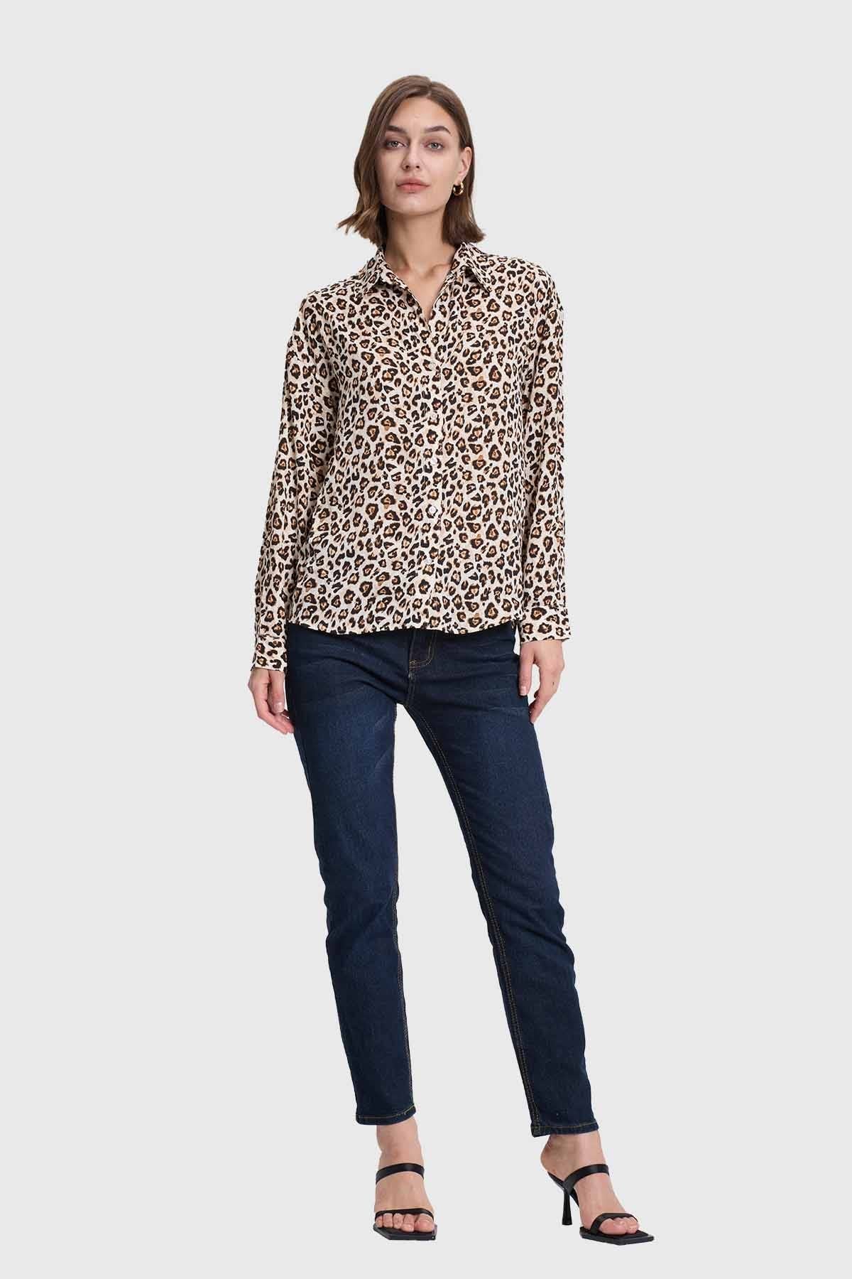 Blusa Mujer Animal Print Beige - Image 4