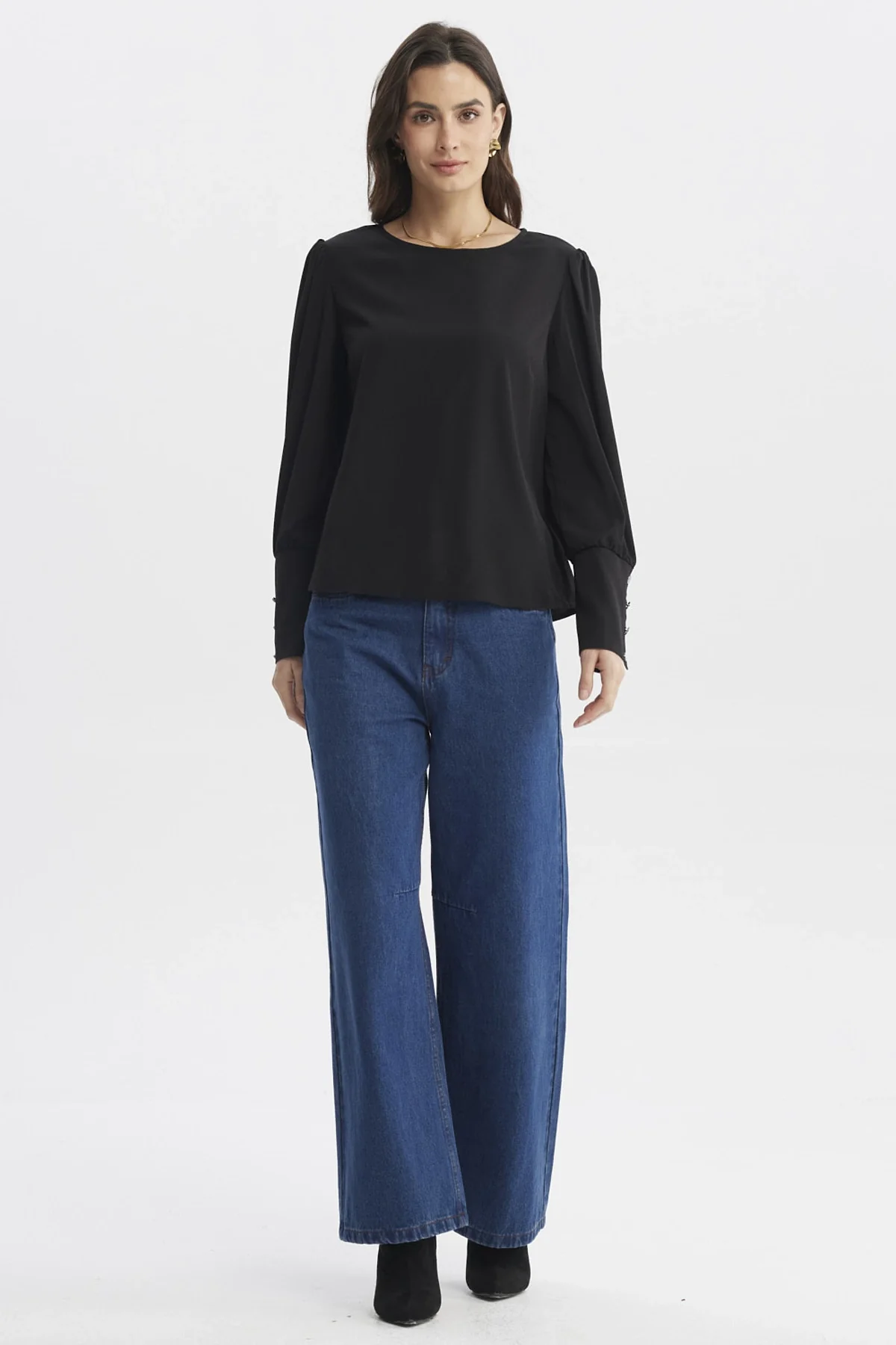 Blusa Mujer Aplicación Botones Negro - Image 4
