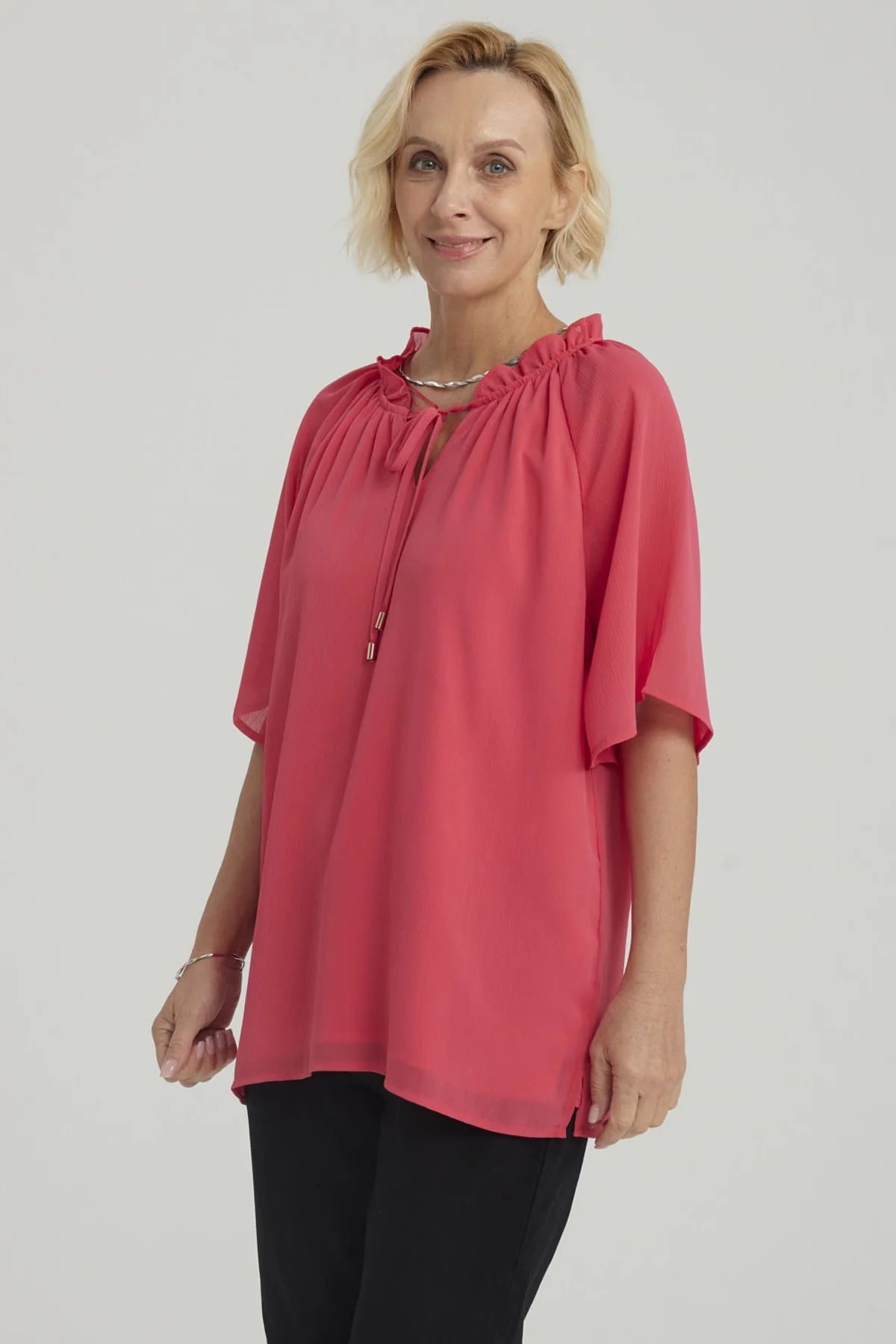 Blusa Mujer Con Cordón Fucsia - Image 2