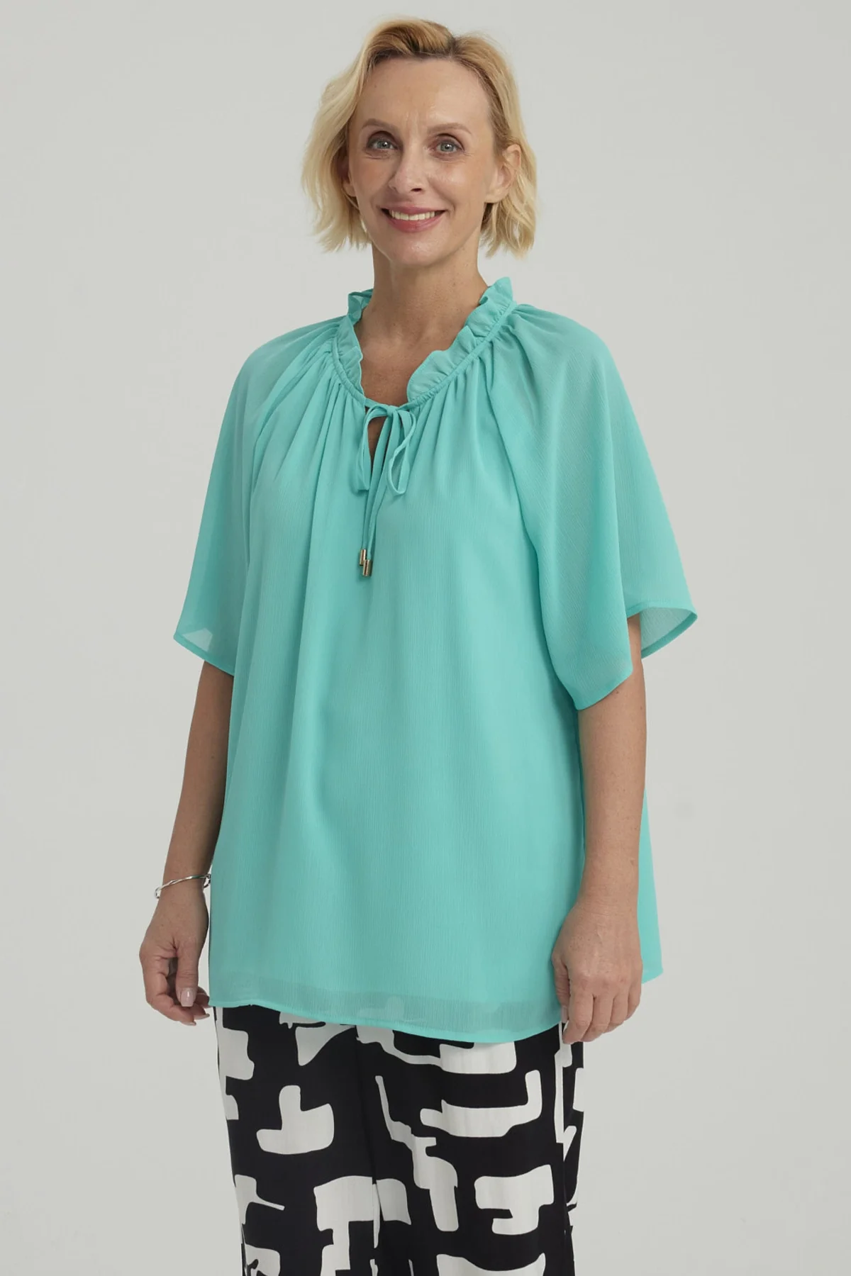 Blusa Mujer Con Cordón Turquesa - Image 2
