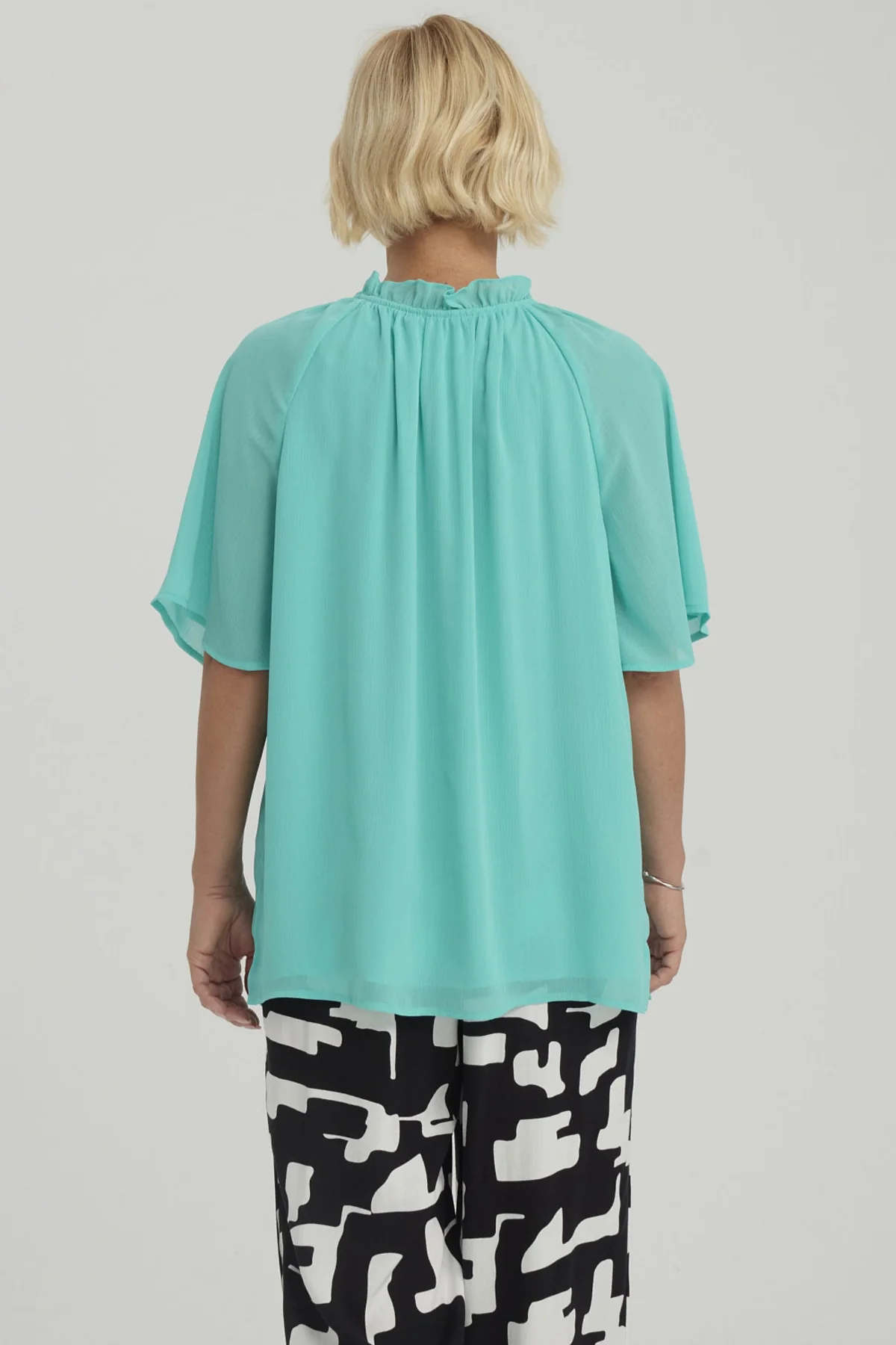 Blusa Mujer Con Cordón Turquesa - Image 3