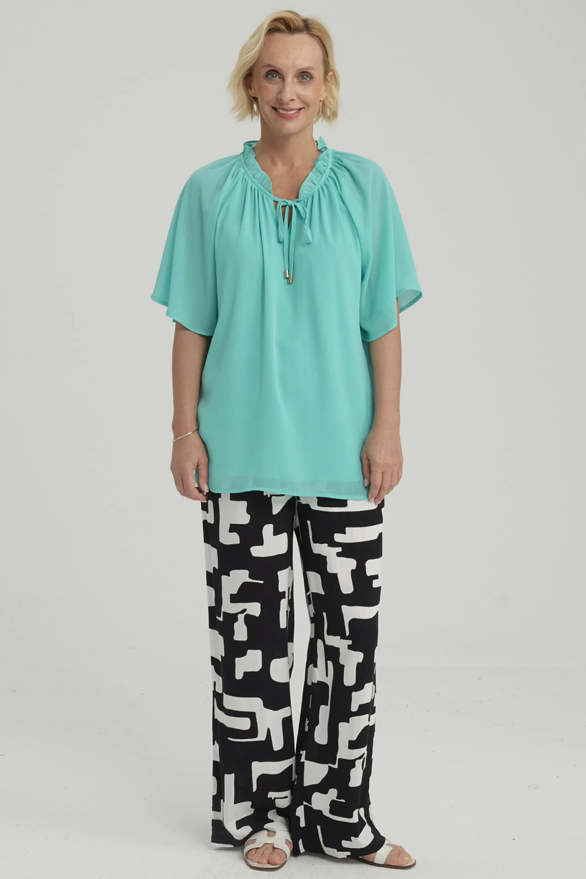 Blusa Mujer Con Cordón Turquesa - Image 4