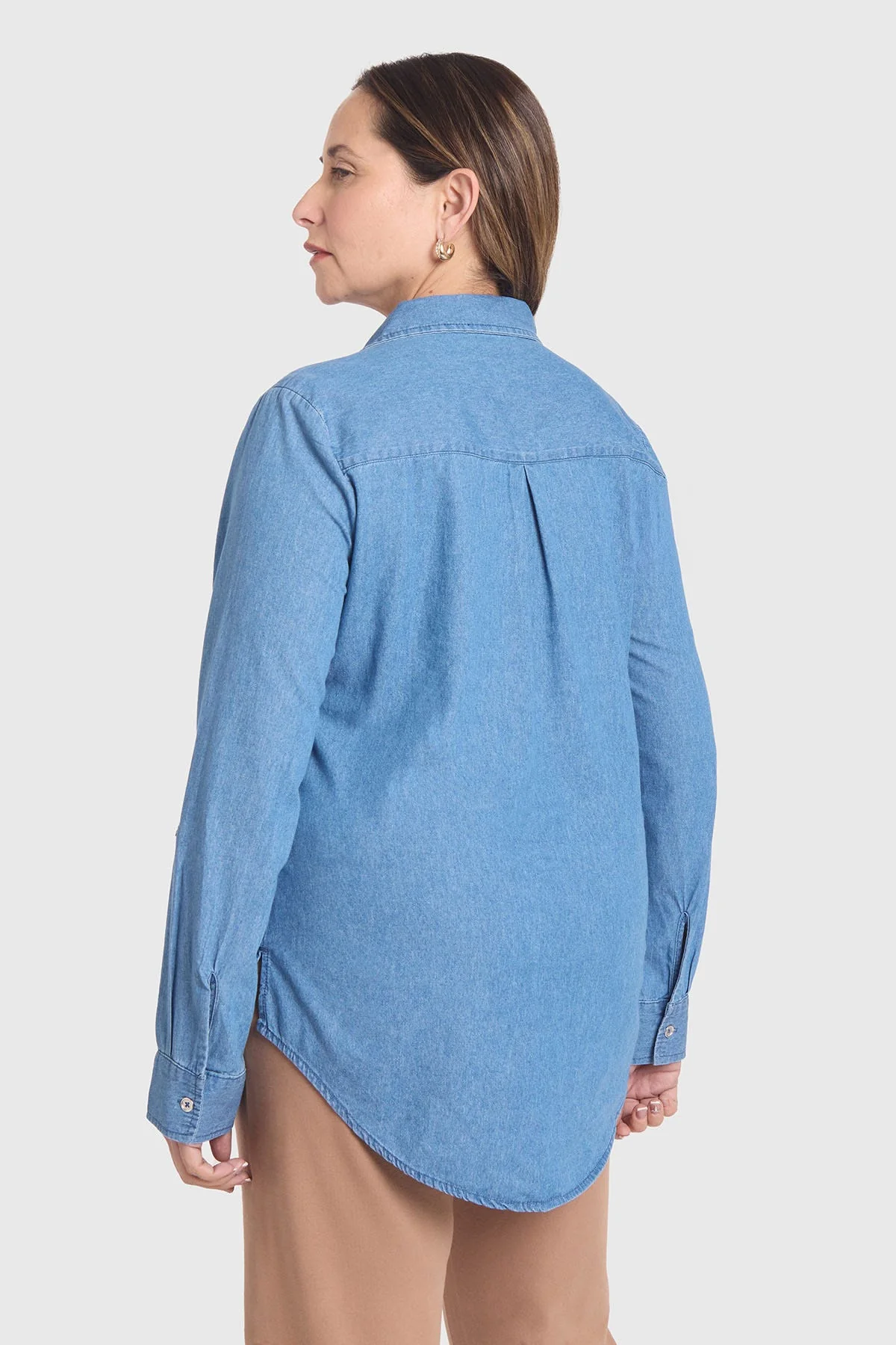 Blusa Mujer Con Tachas Bolsillo Azul - Image 3