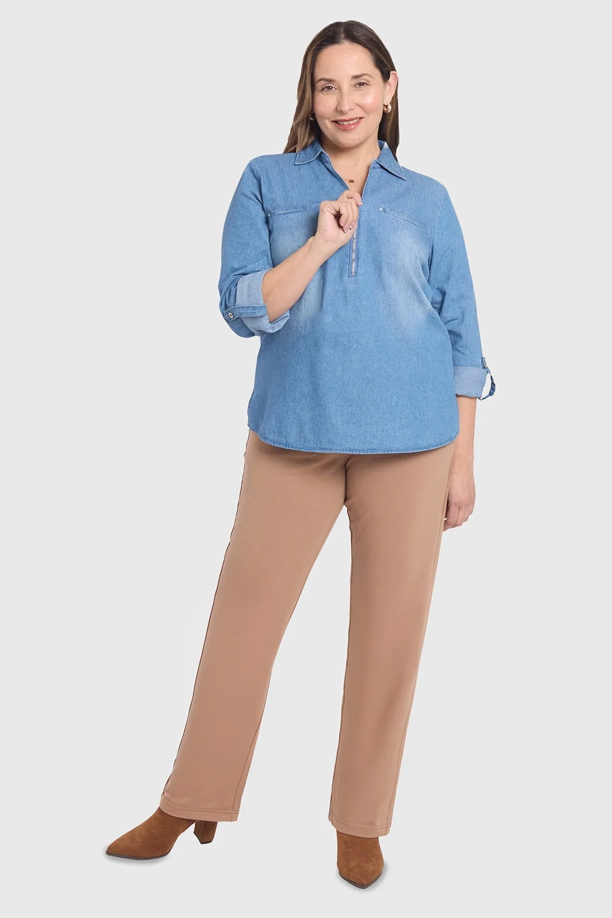 Blusa Mujer Con Tachas Bolsillo Azul - Image 4