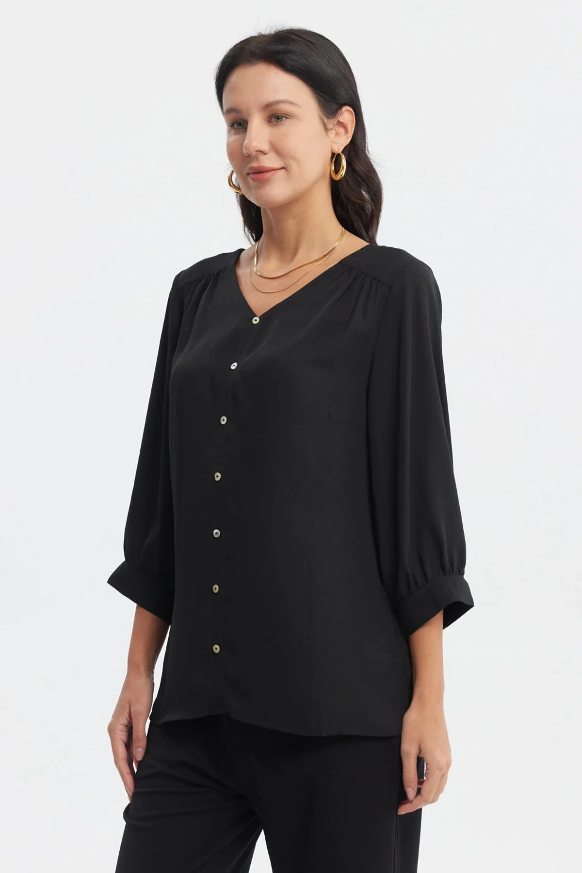 Blusa Mujer Crep Lisa Negro - Image 2