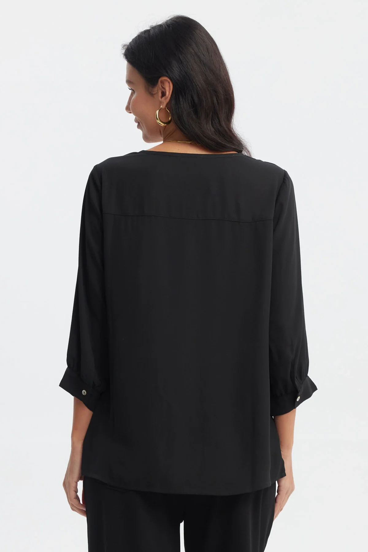 Blusa Mujer Crep Lisa Negro - Image 3