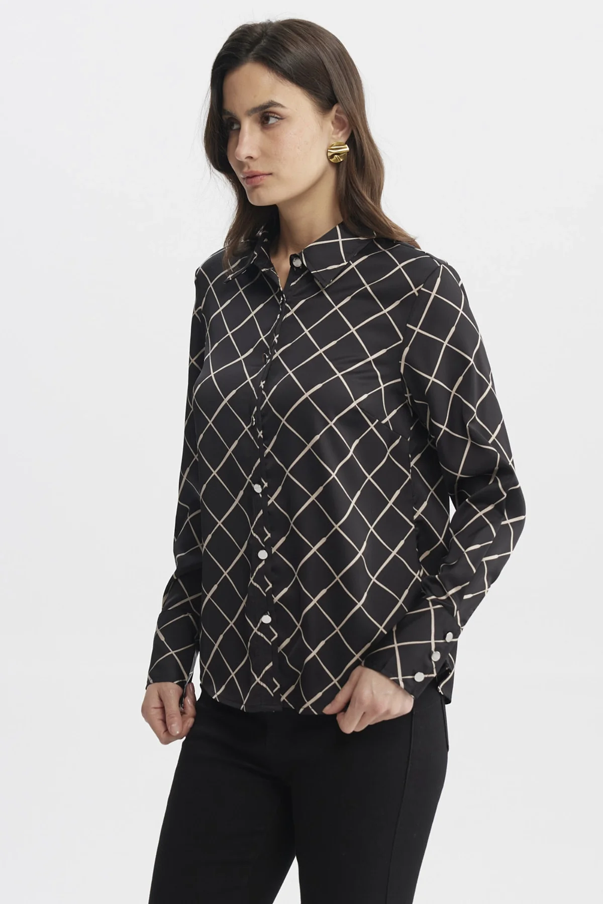 Blusa Mujer Cuello Camisero Negro - Image 2