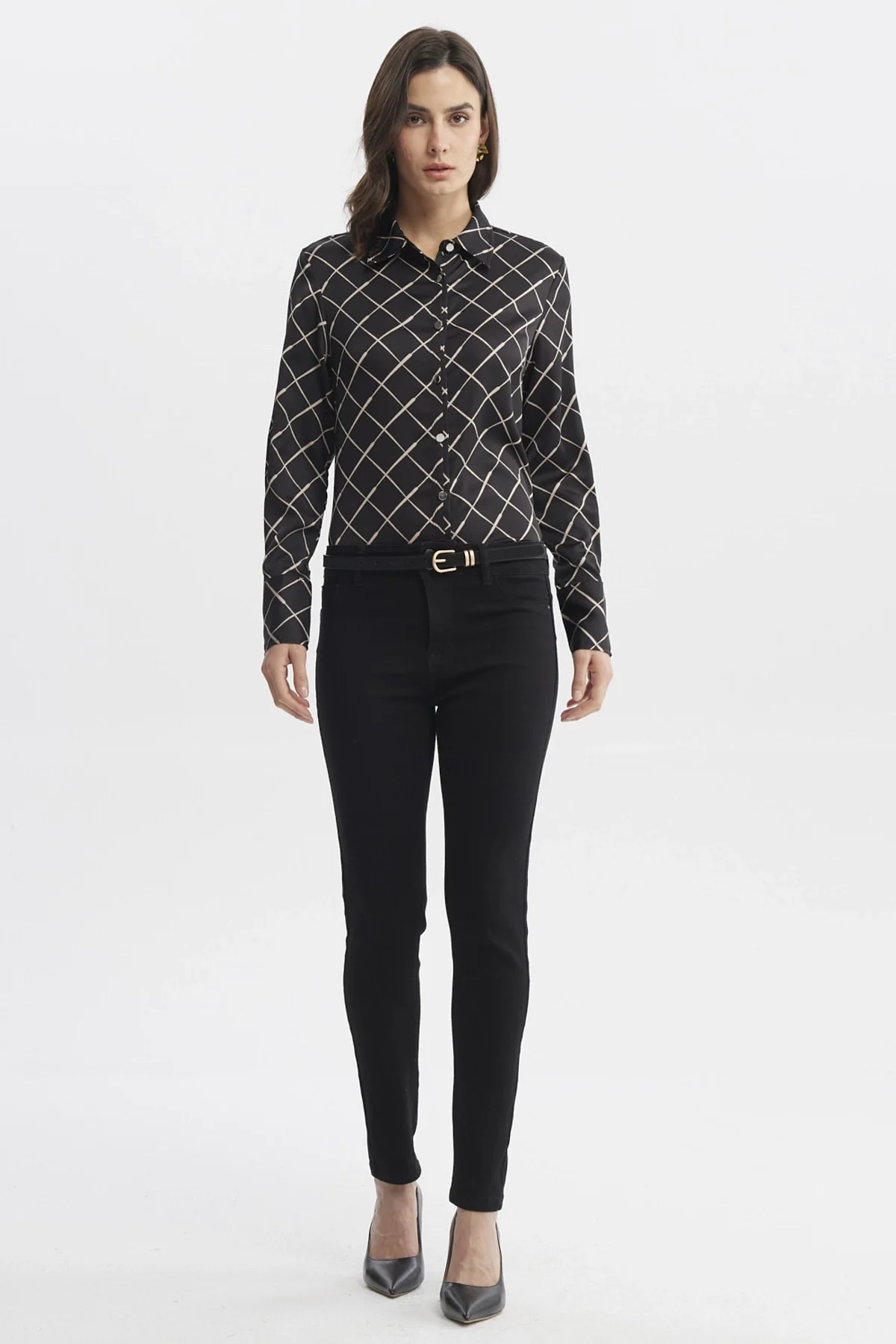 Blusa Mujer Cuello Camisero Negro - Image 4