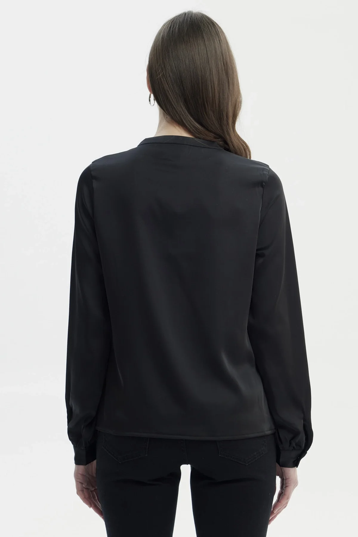 Blusa Mujer Cuello Mao Con Cordones Negro - Image 3