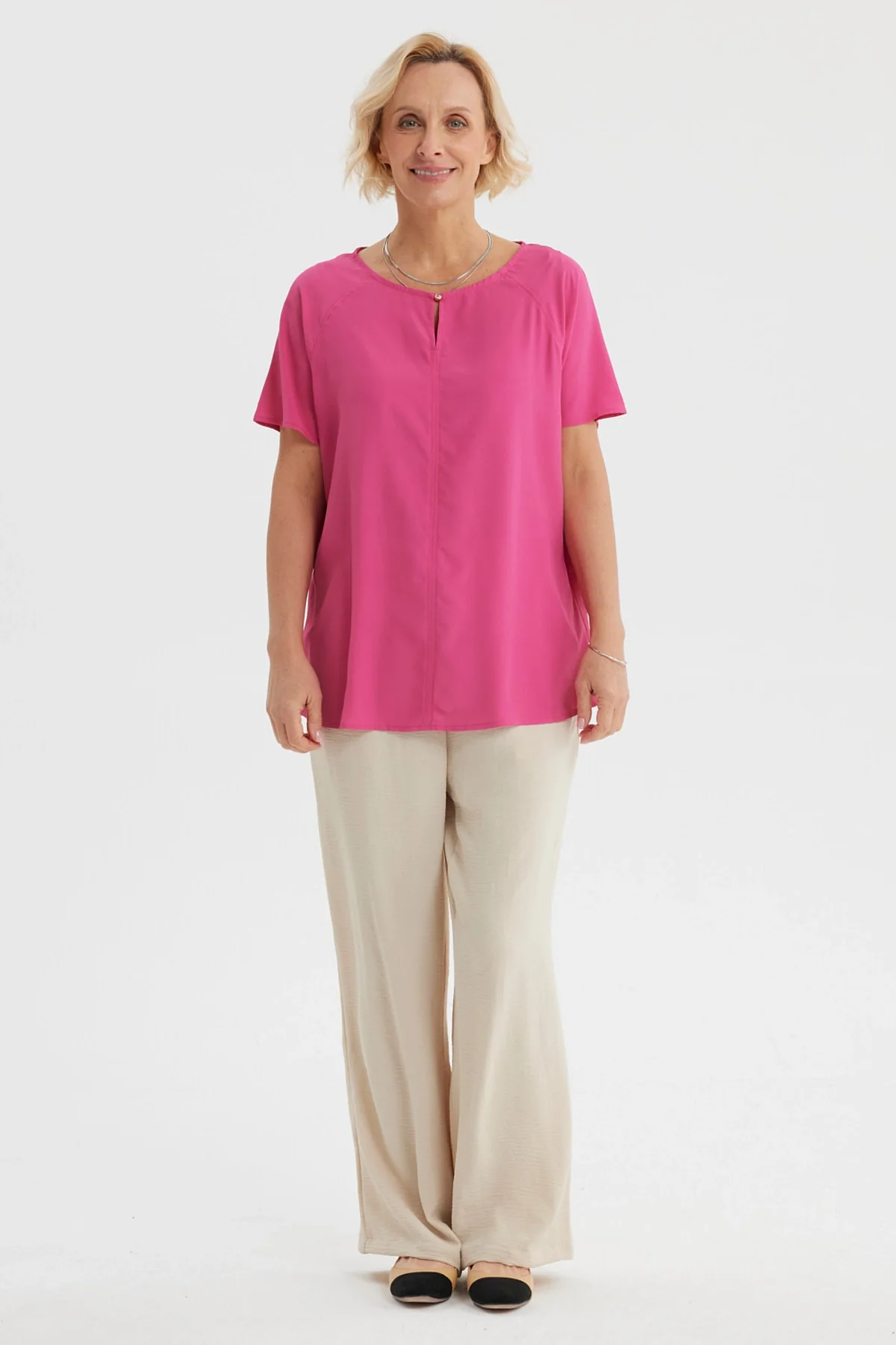 Blusa Mujer Escote Con Botón Magenta - Image 4