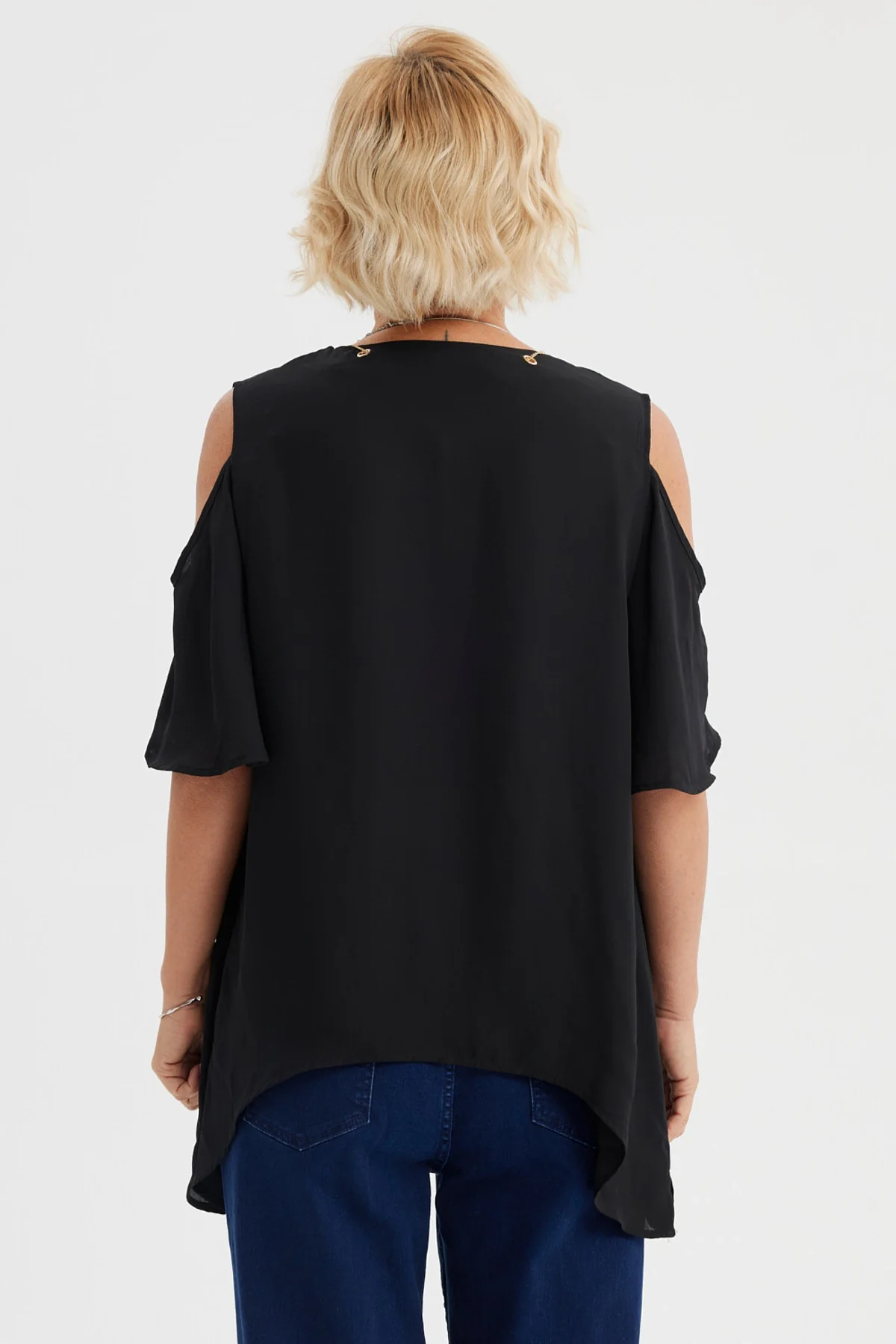Blusa Mujer Flare Cuello V Negro - Image 3