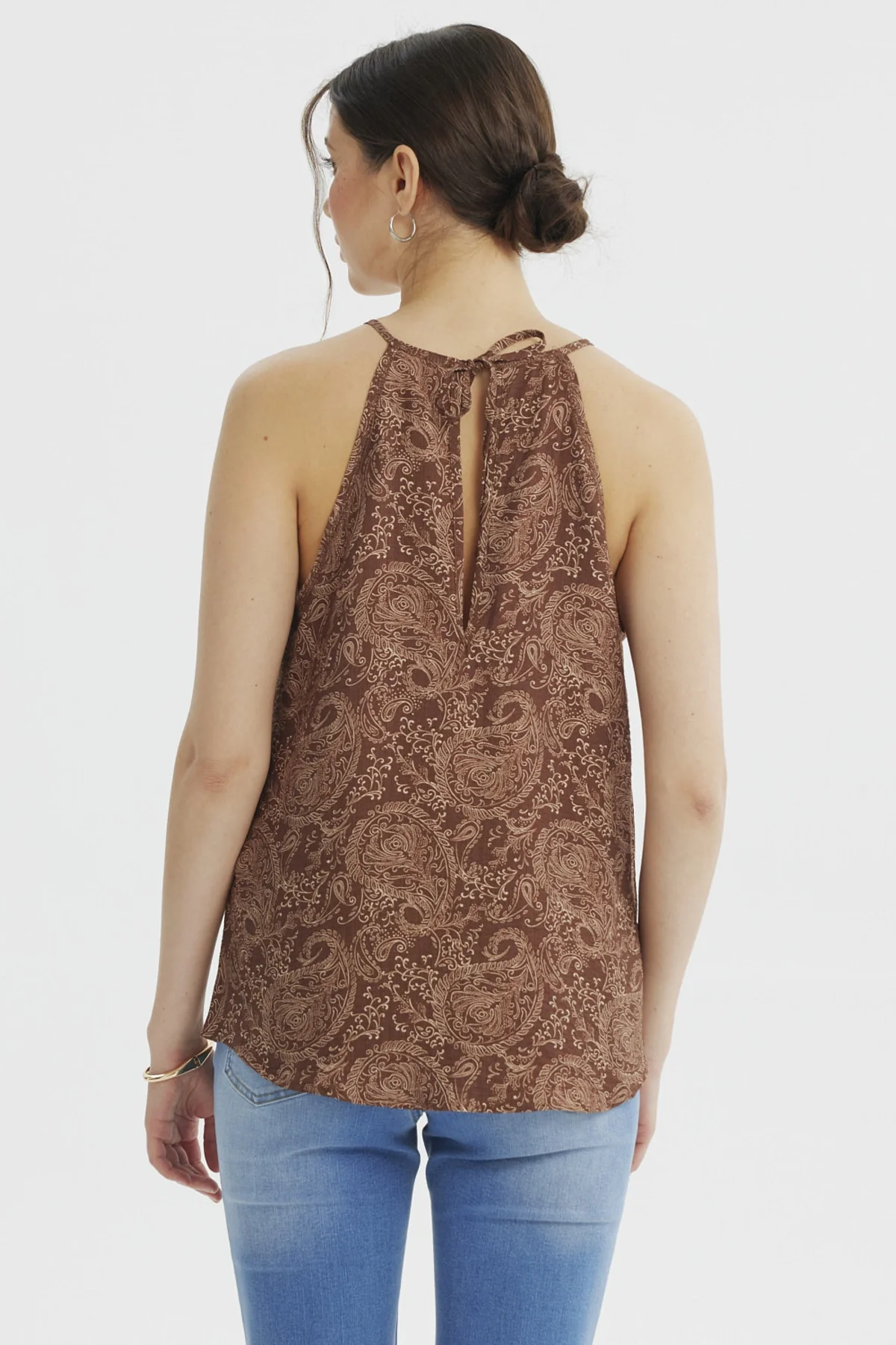 Blusa Mujer Halter Estampada Café Claro - Image 3