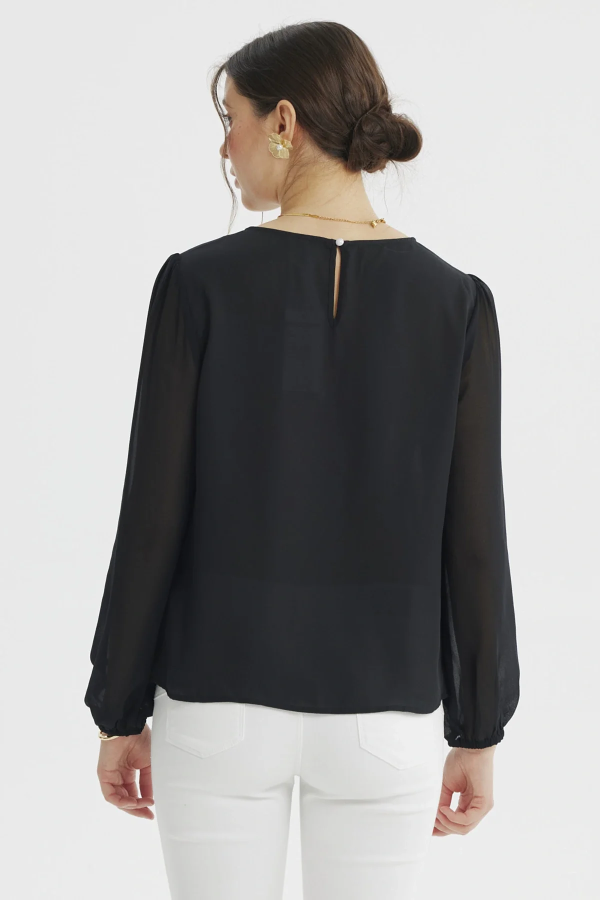 Blusa Mujer Holgada Transparencia Negro - Image 3