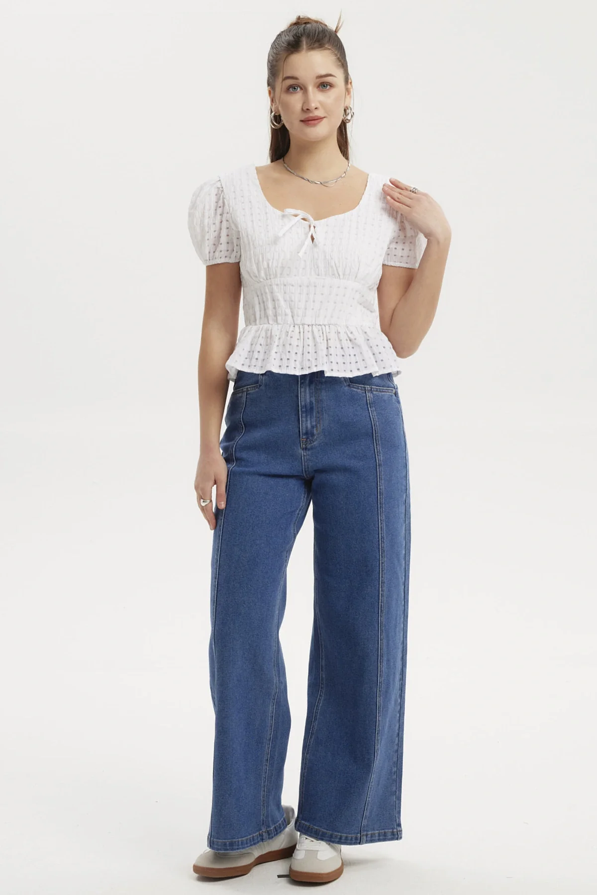 Blusa Mujer Lazo Escote Basta Blanco - Image 4