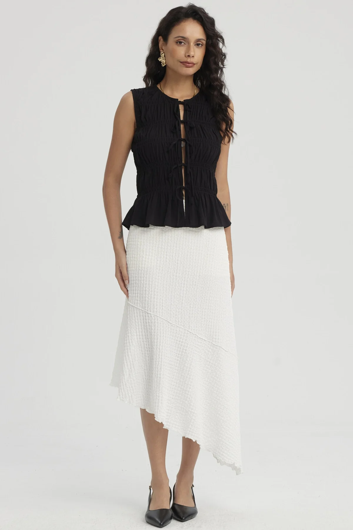 Blusa Mujer Lazos Delanteros Negro - Image 4