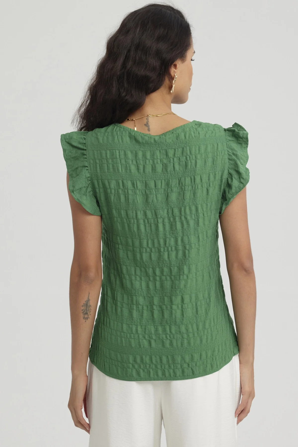 Blusa Mujer Manga Con Vuelos Verde - Image 3