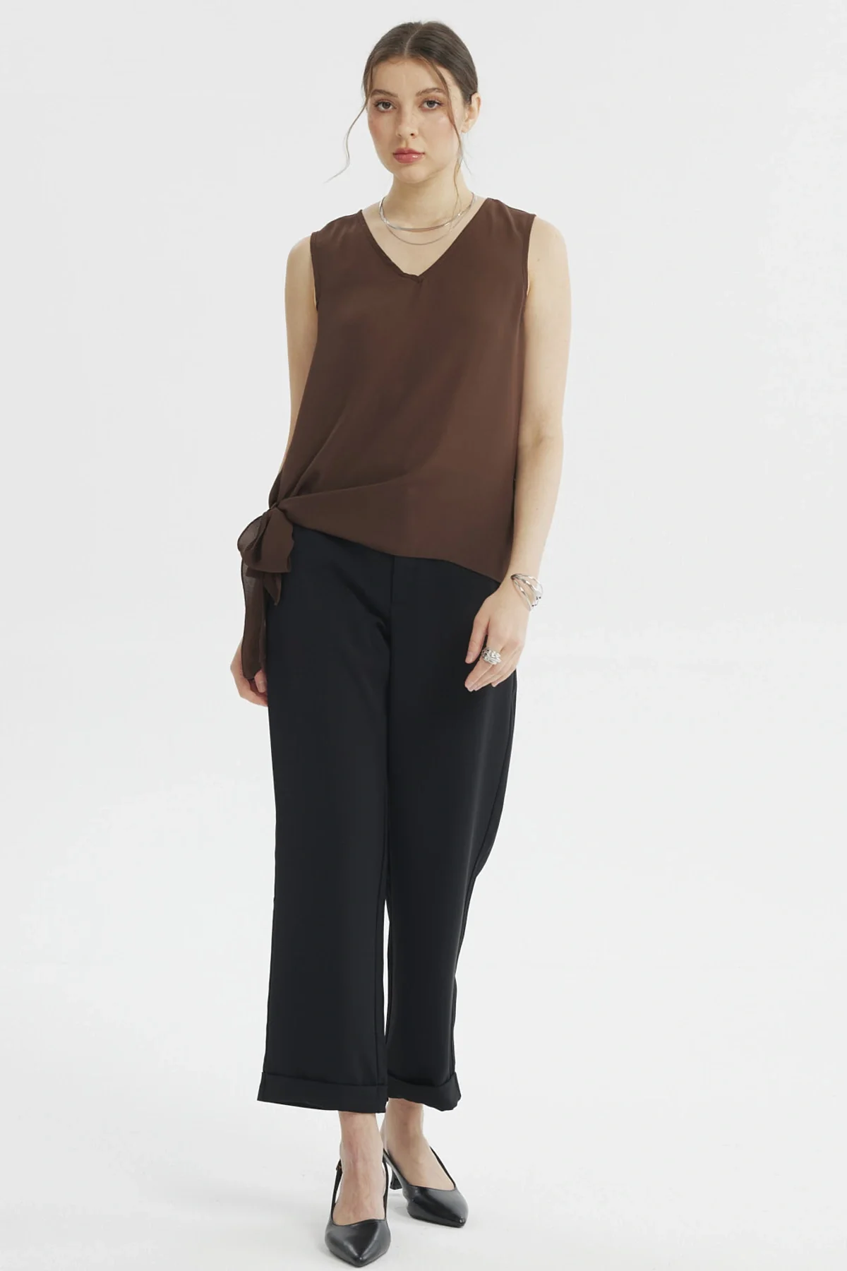 Blusa Mujer Nudo Lateral Chocolate - Image 4