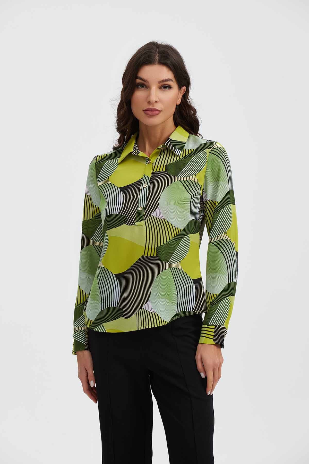 Blusa Mujer Patrones Geométricos Verde - Image 4