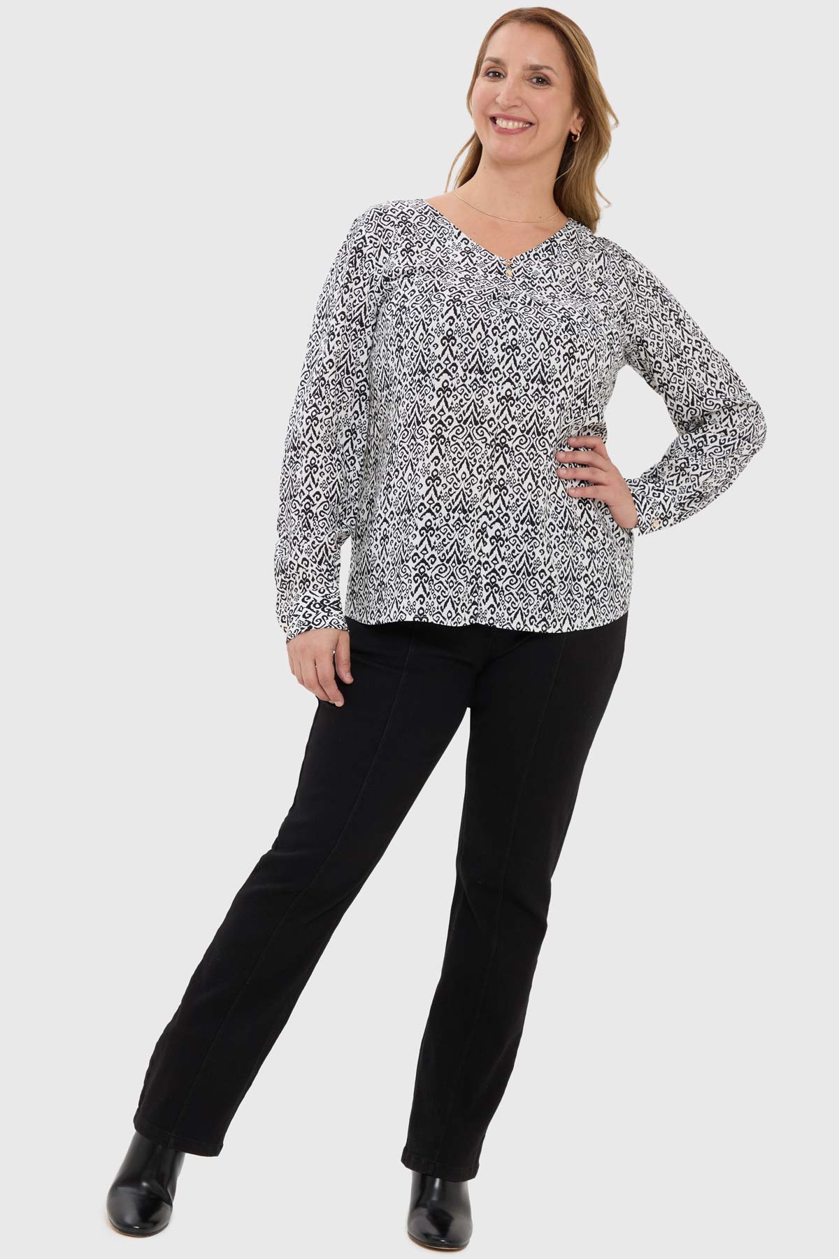 Blusa Mujer Pinza Pliegue Delantero Crudo - Image 4