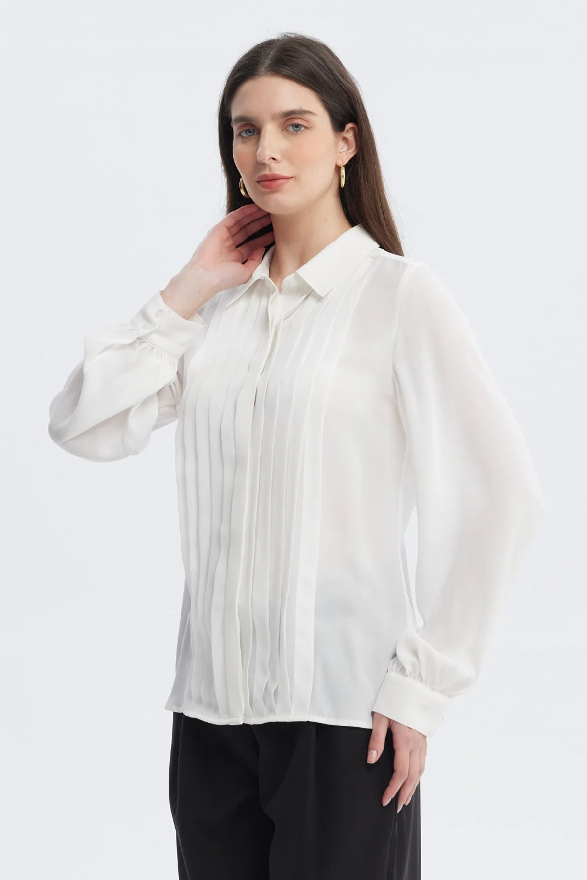 Blusa Mujer Pinzas Delanteras Crudo - Image 2