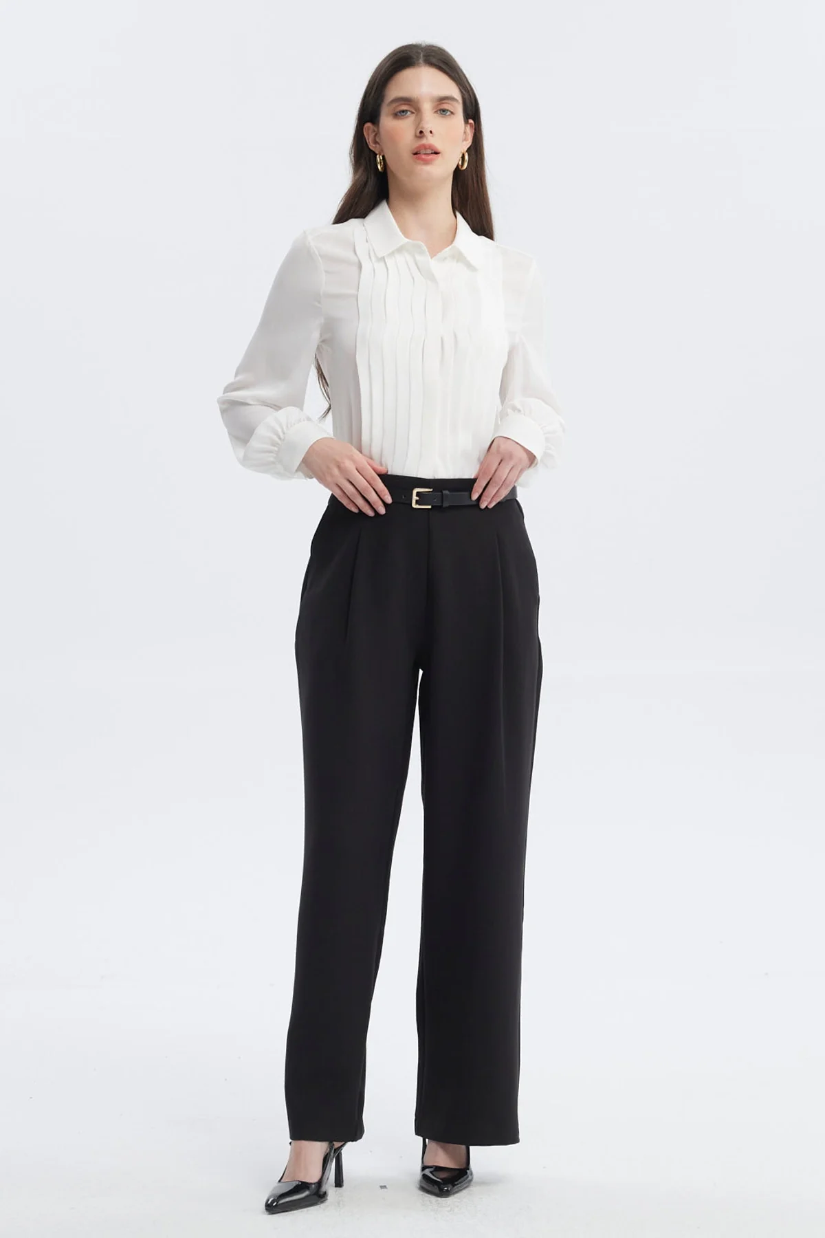 Blusa Mujer Pinzas Delanteras Crudo - Image 4