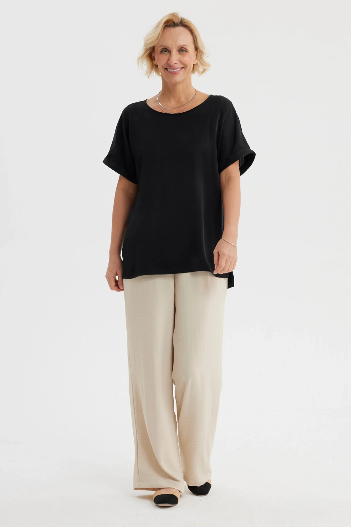 Blusa Mujer Roll Up Negro - Image 4