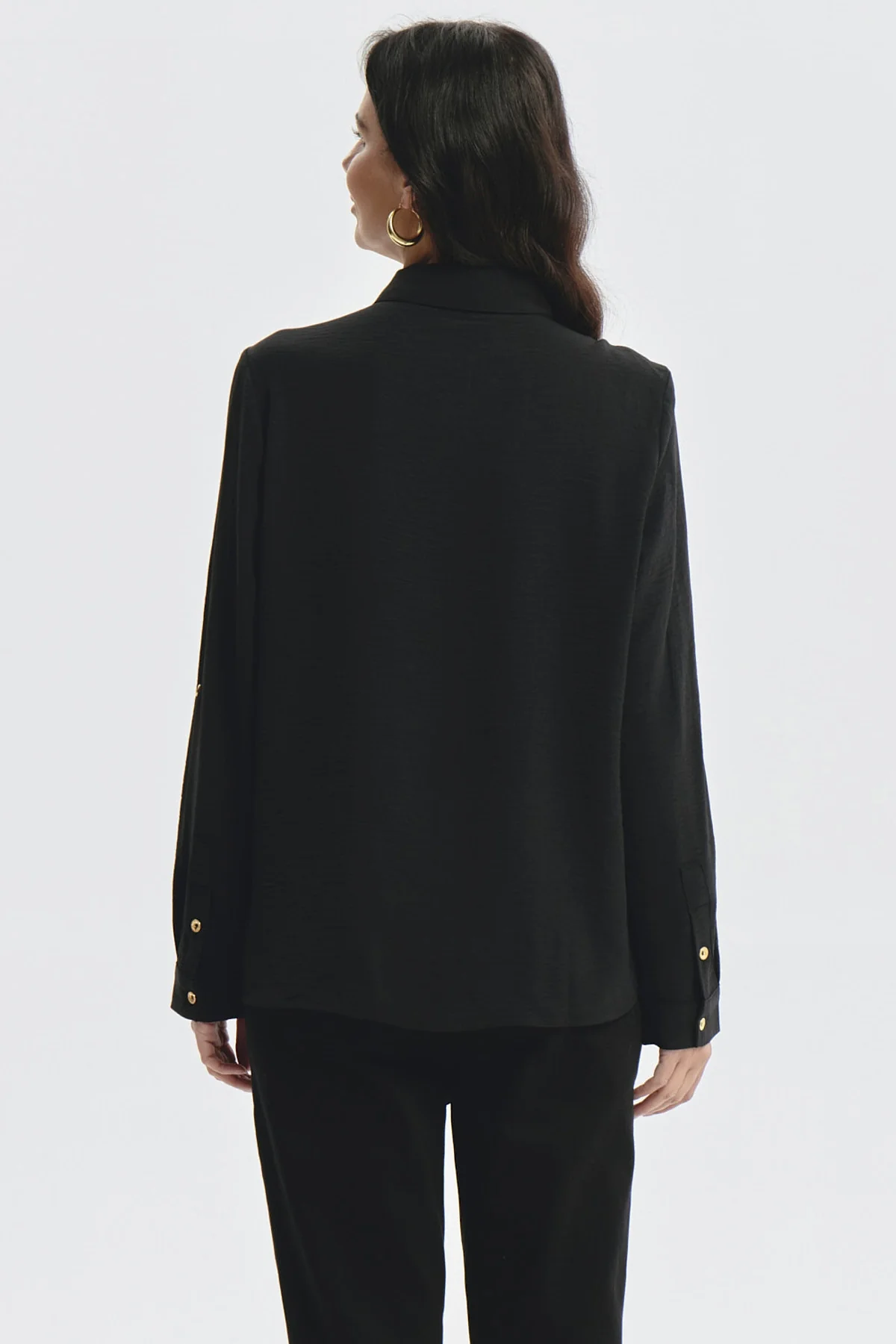 Blusa Mujer Roll Up Negro - Image 3