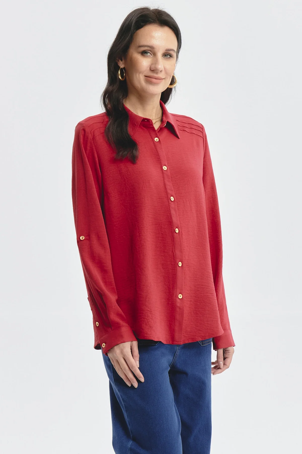 Blusa Mujer Roll Up Rojo - Image 2