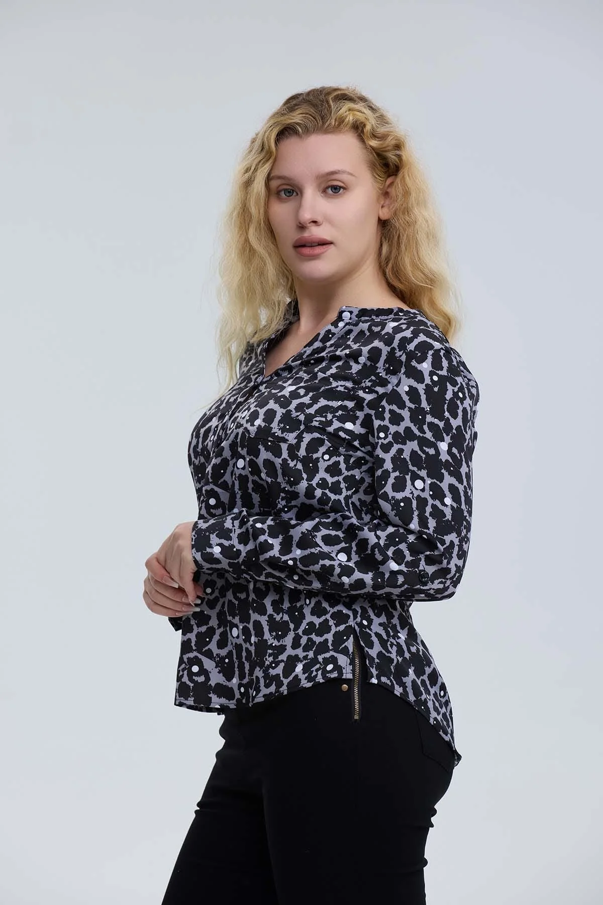 Blusa Mujer Satín Gris - Image 2