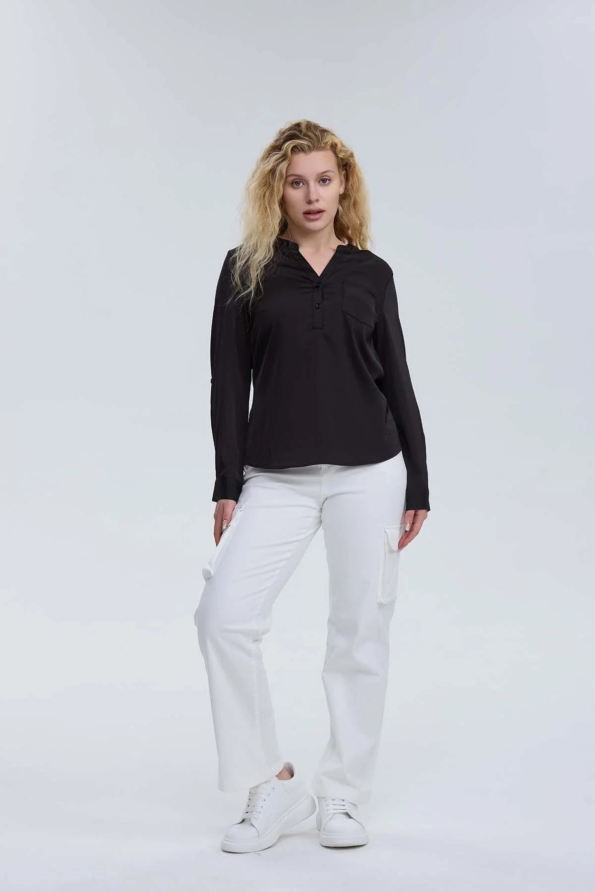 Blusa Mujer Satín Negro - Image 4