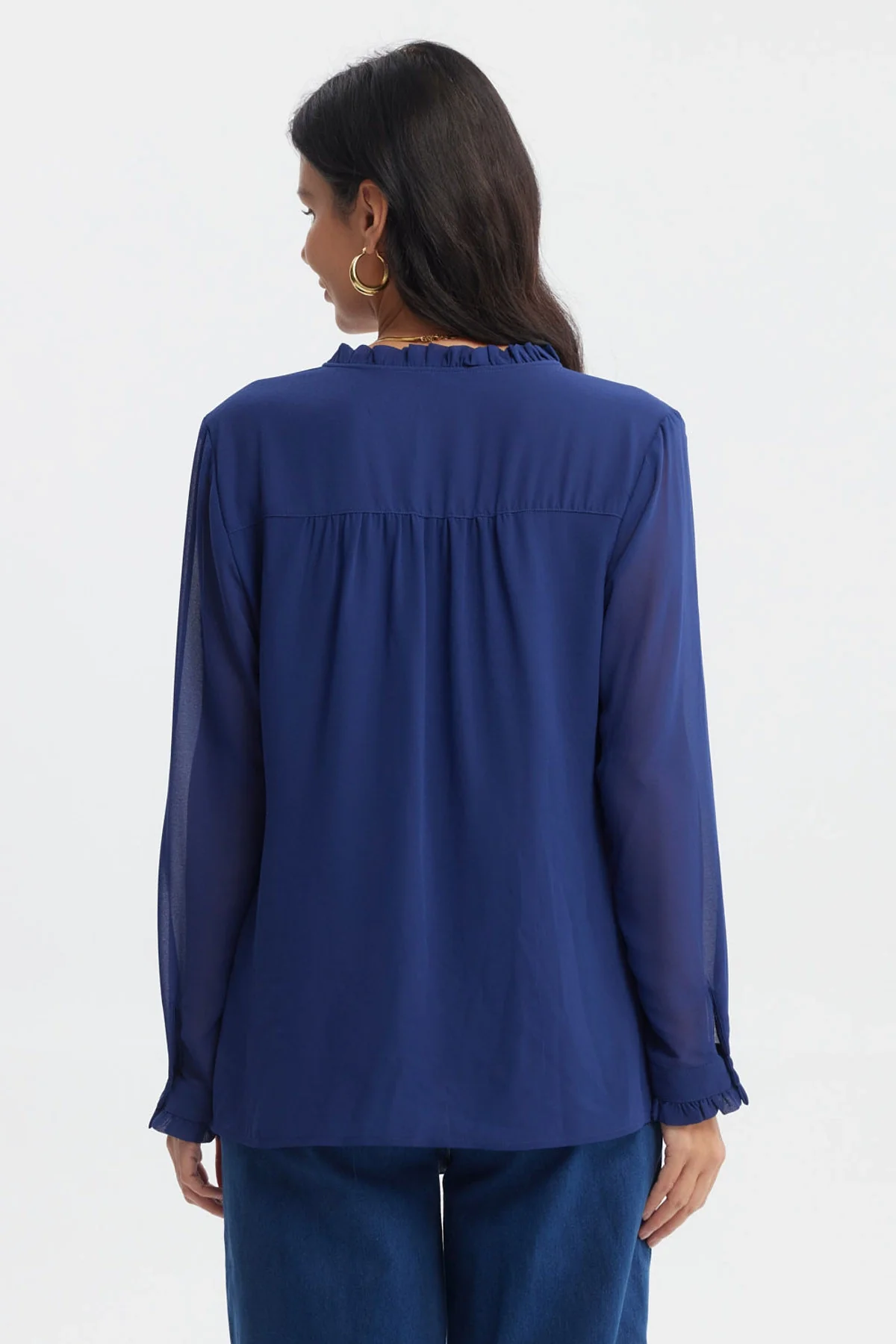 Blusa Mujer Slim Azul Oscuro - Image 3