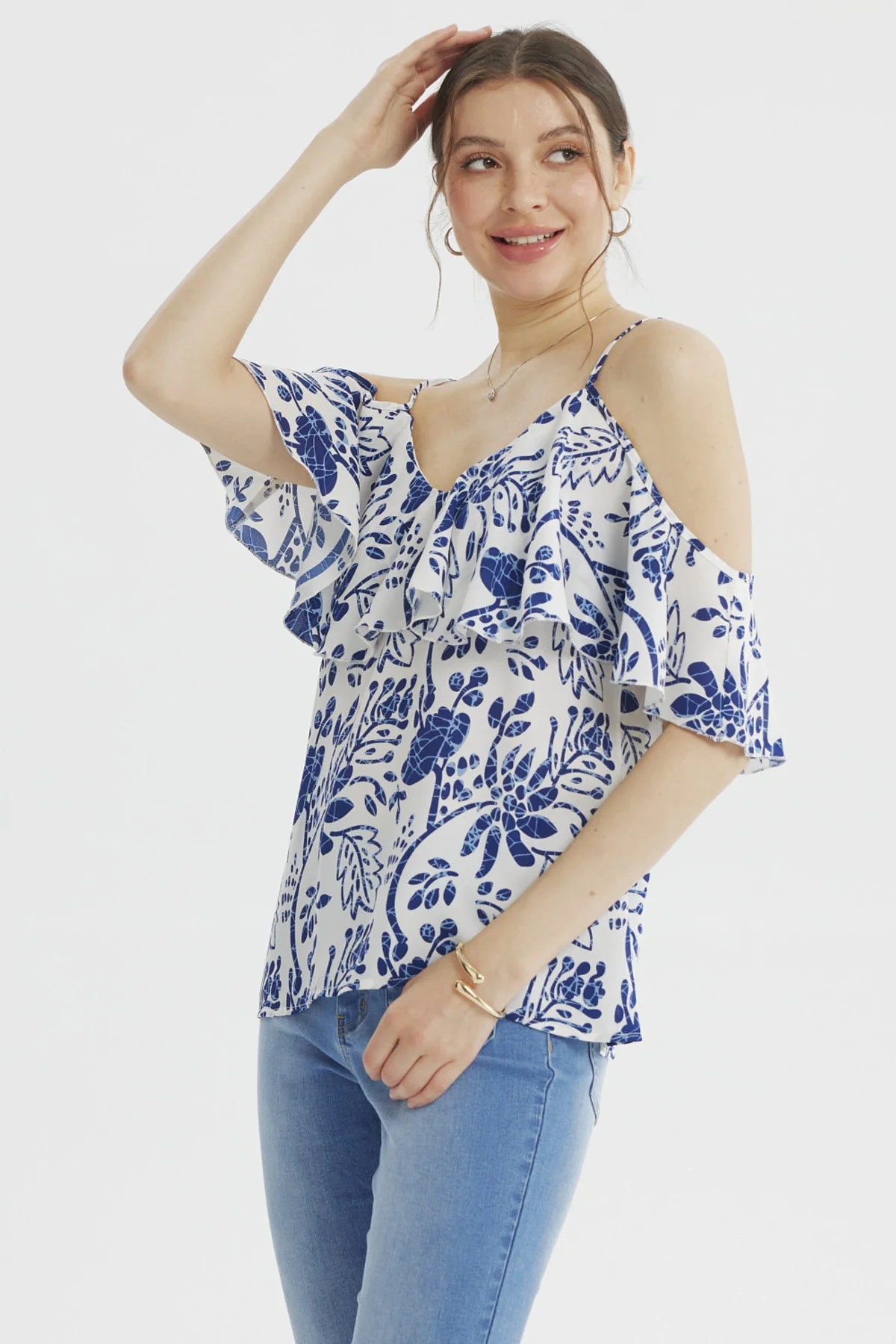 Blusa Mujer Slim Manga Vuelo Azul Claro - Image 2
