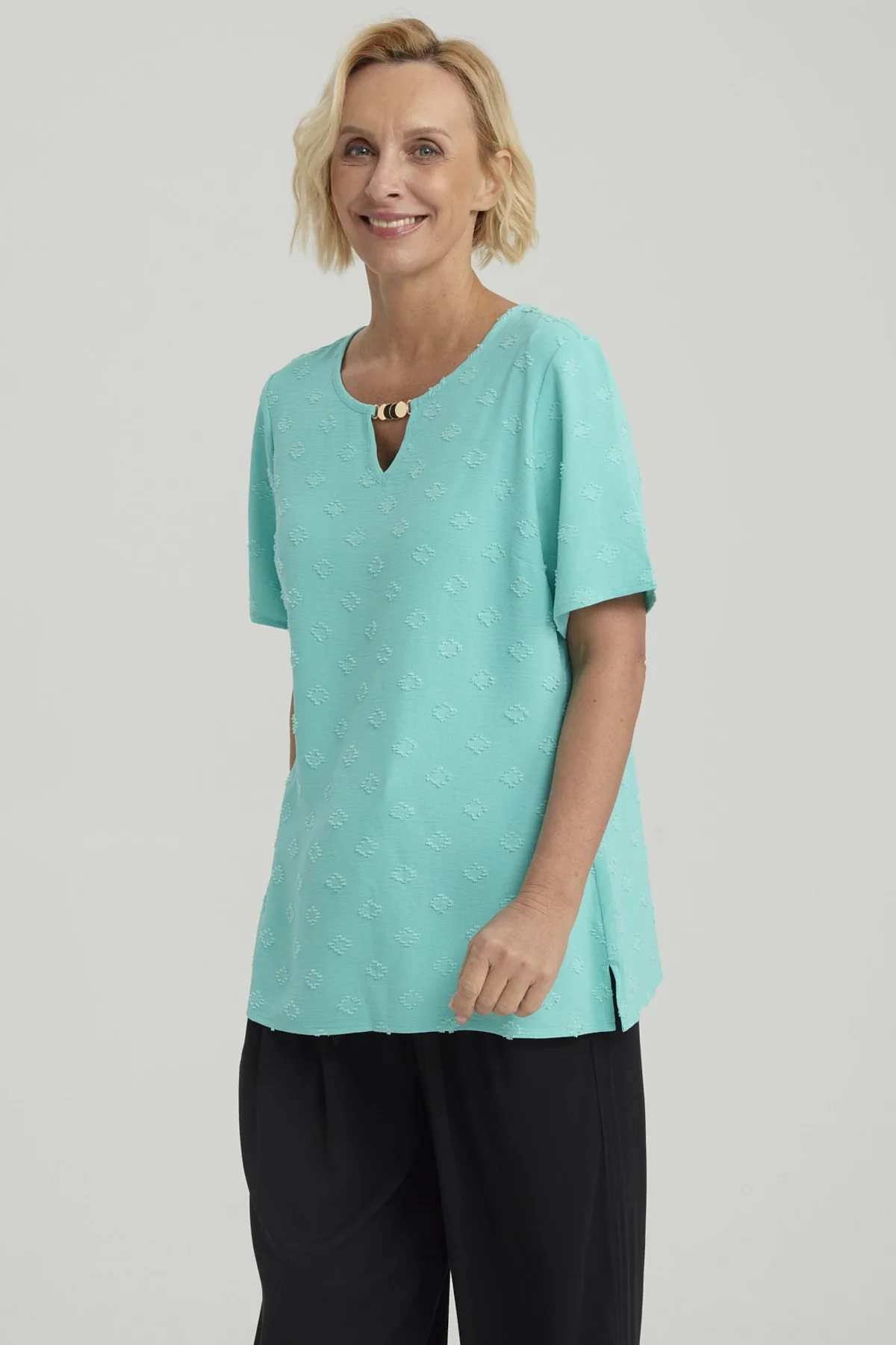 Blusa Mujer Textura Turquesa - Image 2