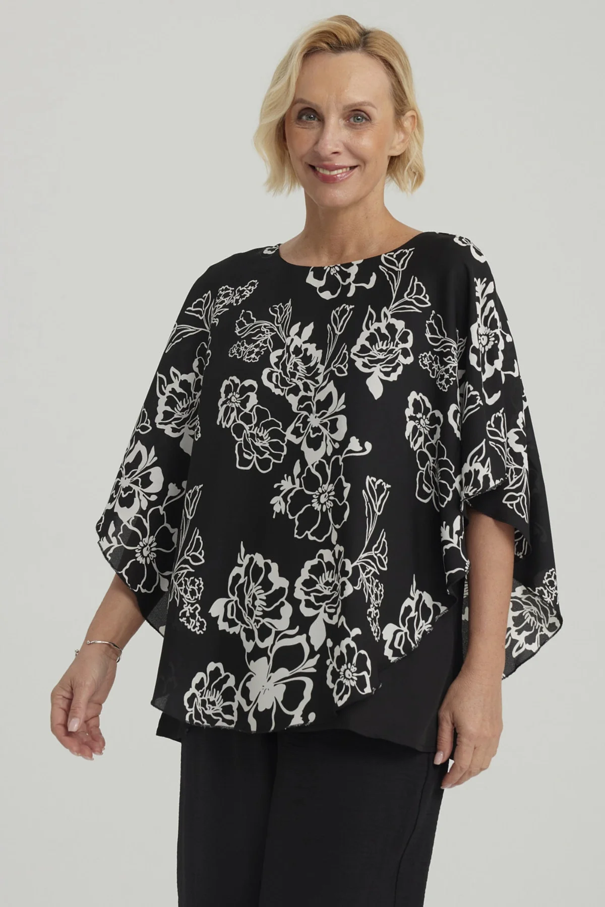 Blusa Mujer Túnica Peto Crep Negro - Image 2