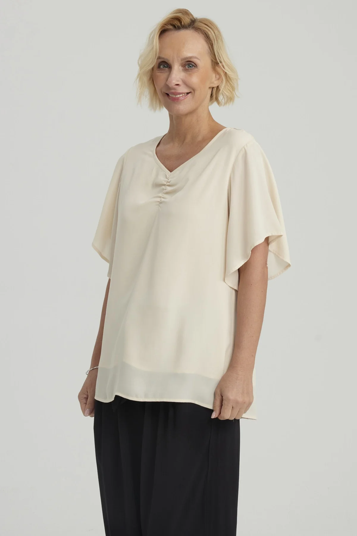 Blusa Mujer Vuelos Beige Claro - Image 2