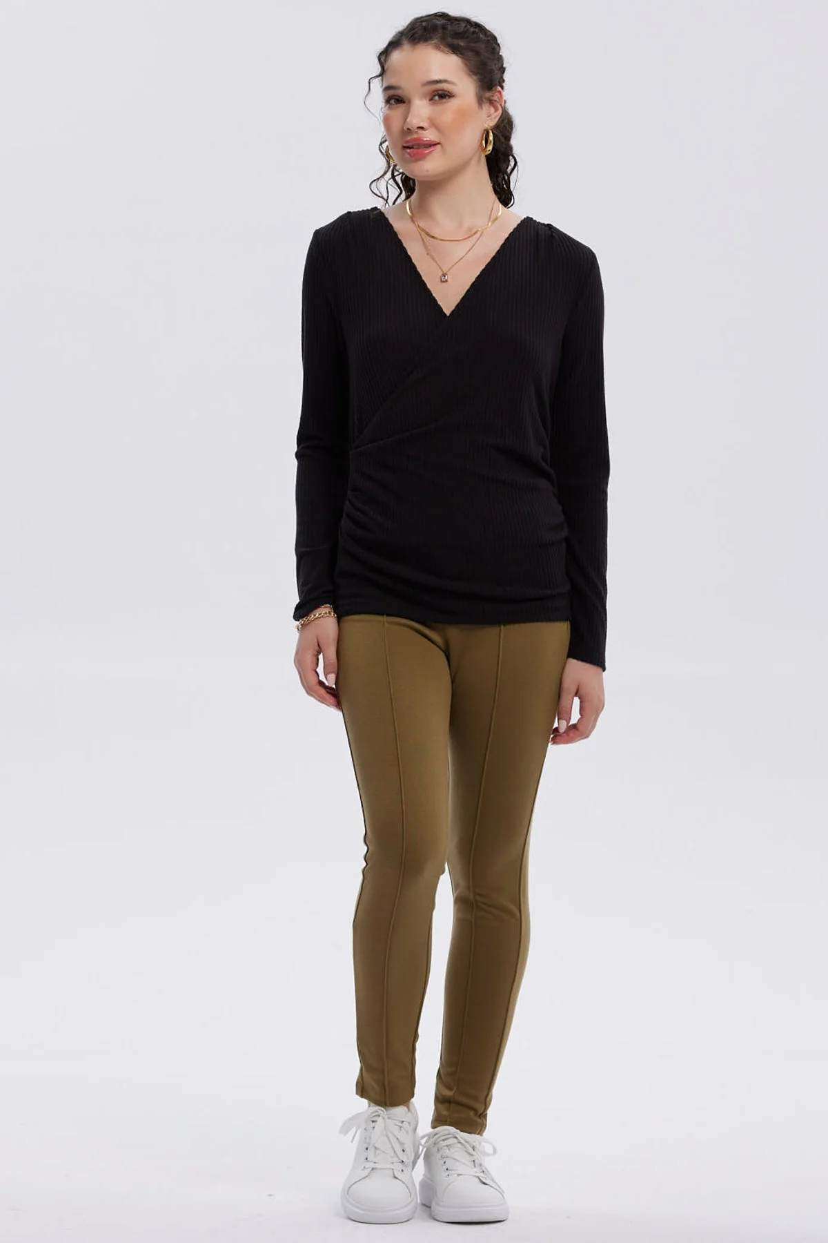 Calza Mujer Pretina Elasticada Verde Militar - Image 4