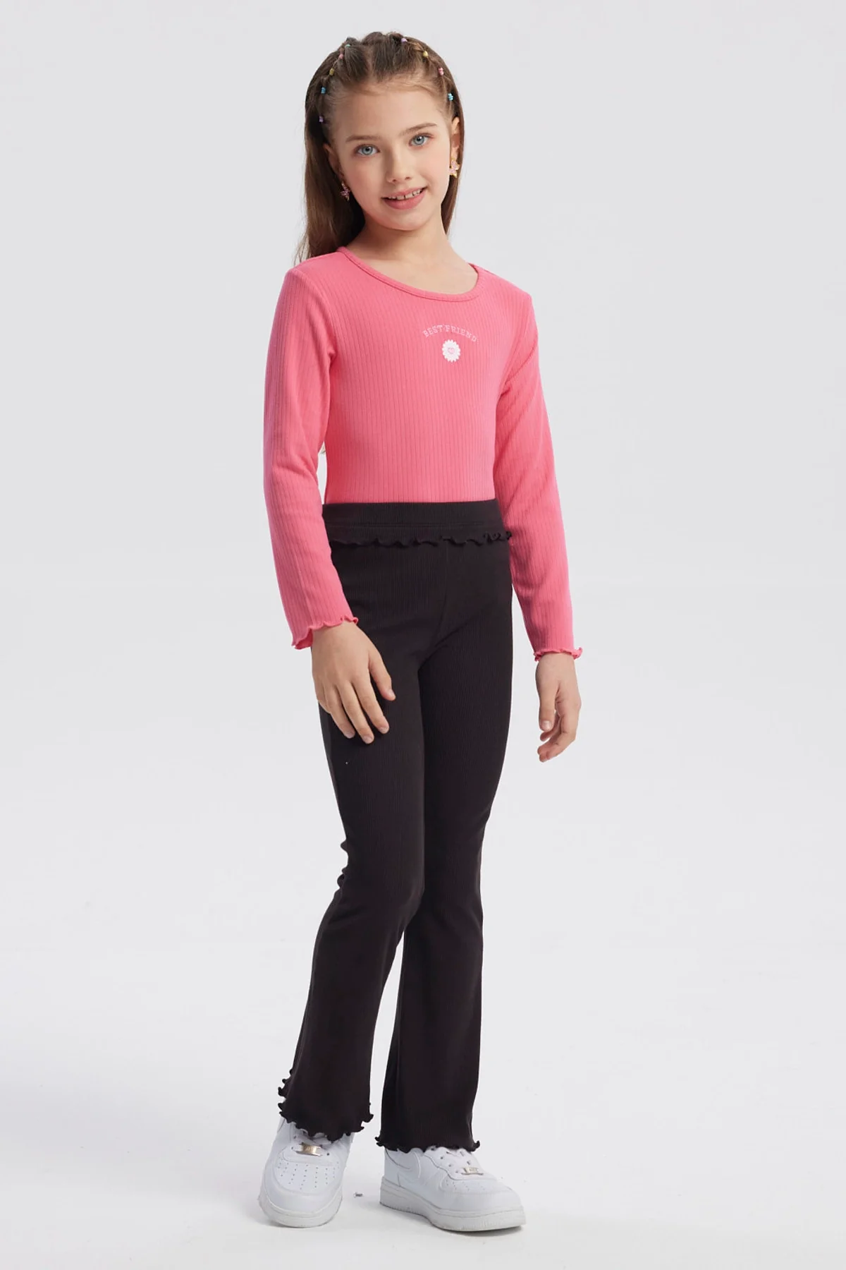 Calza Niña Flare Rib Negro - Image 4
