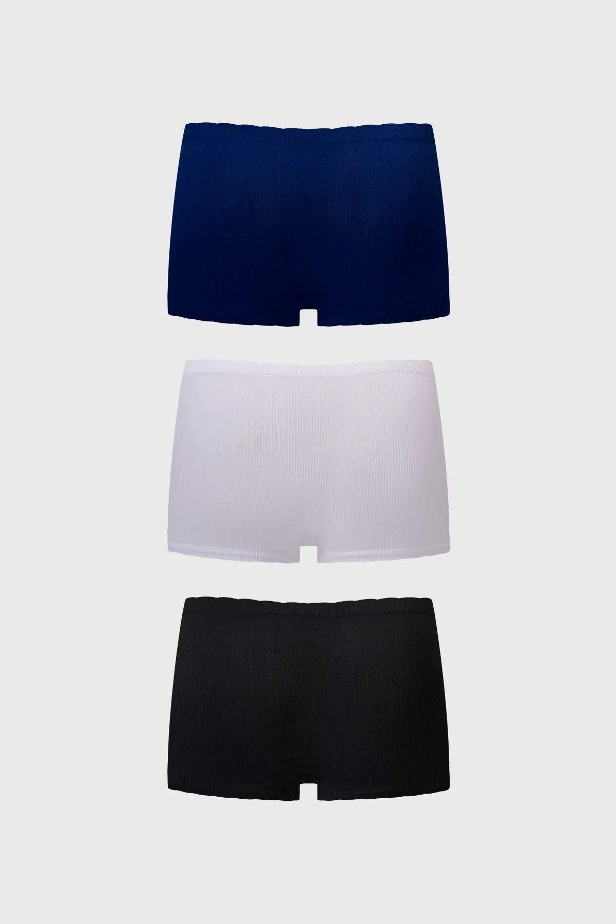 Calzón Mujer Tripack Short Liso Rib Azul Marino - Image 2