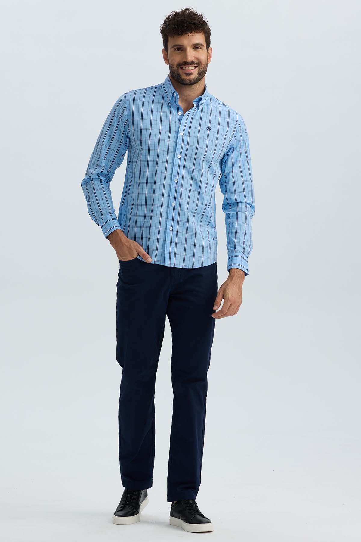 Camisa Hombre Cuadros Azul - Image 4
