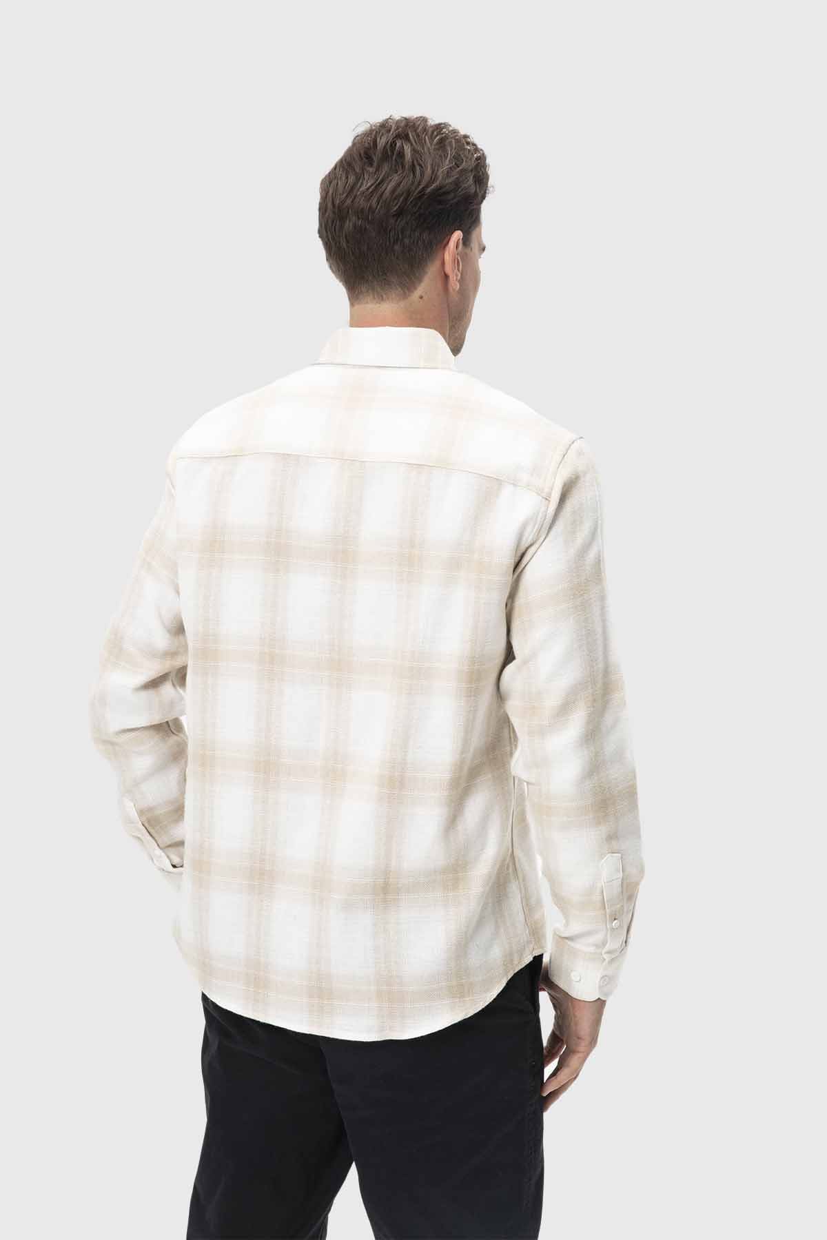 Camisa Hombre Cuadros Beige - Image 3